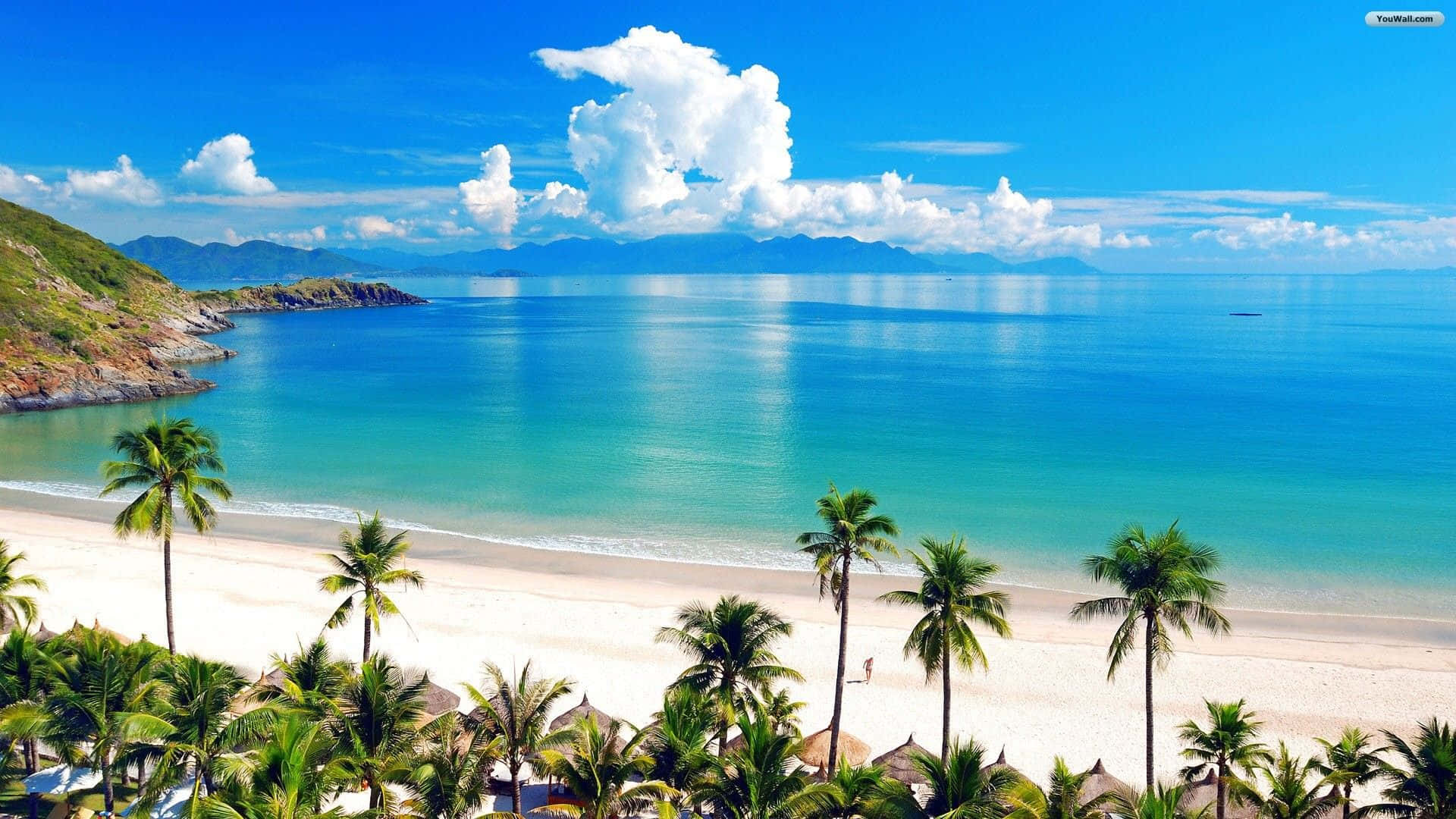 tropical beach scenes, turquoise waters, white sand, Full HD Desktop Wallpaper