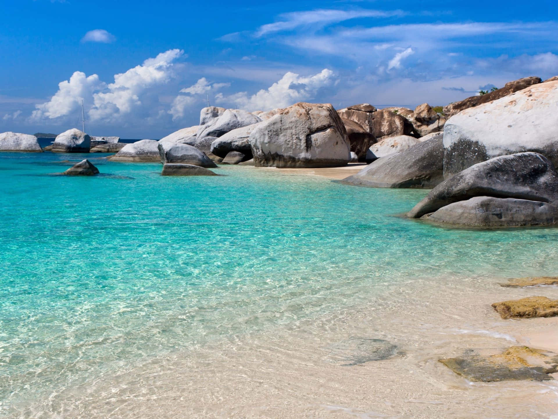 tropical beach scenes, crystal clear turquoise water, white sand beach, Full HD Desktop Wallpaper