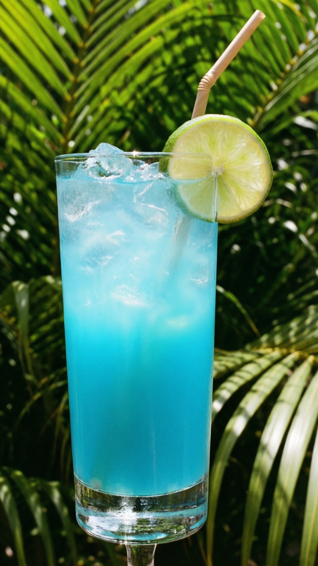 Blue Bliss, vibrant blue cocktail, ice lime slice, Full HD Phone Wallpaper