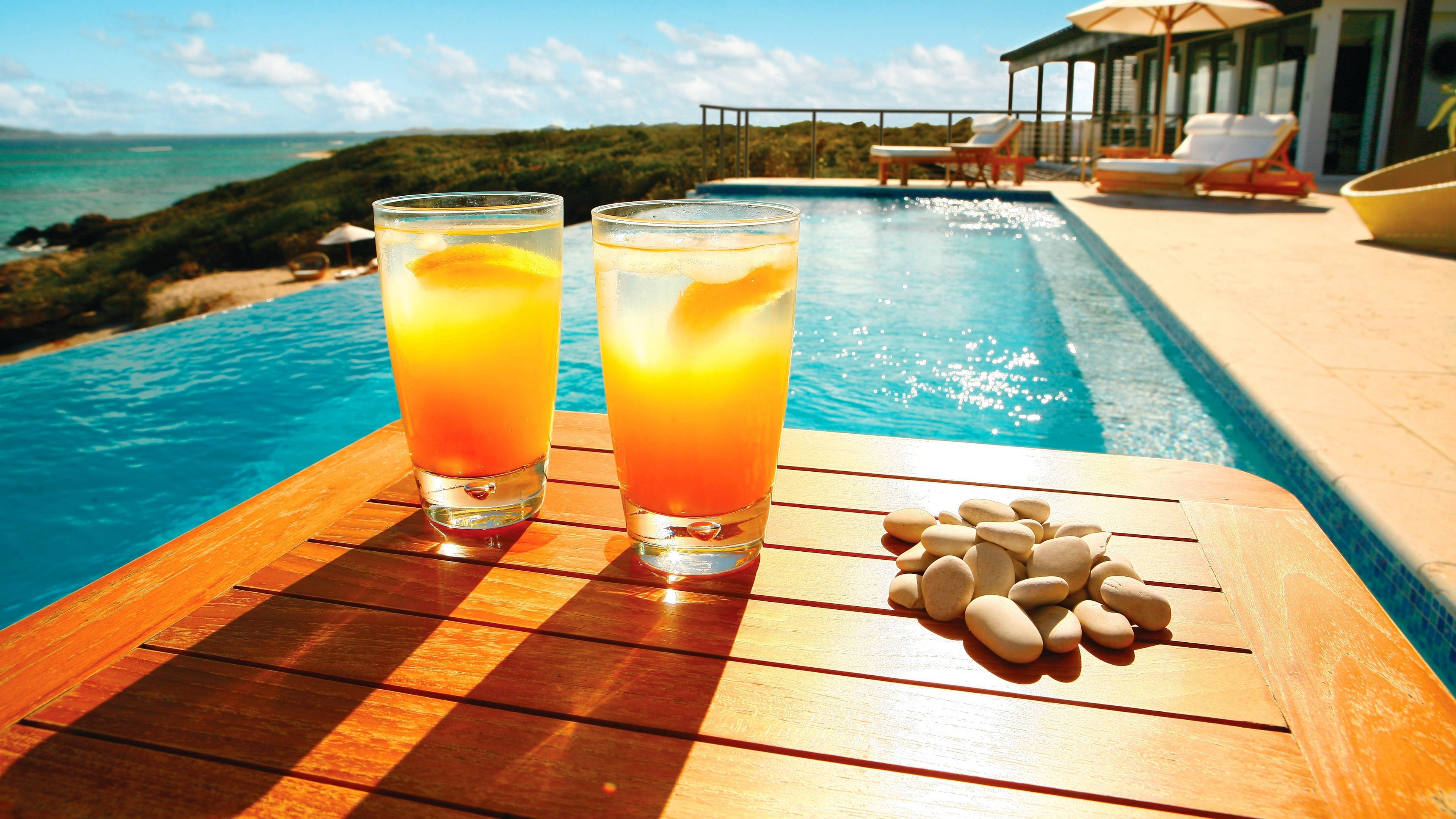 orange lemon gin tropical drink, orange drink, lemon slice, 4K Desktop Wallpaper