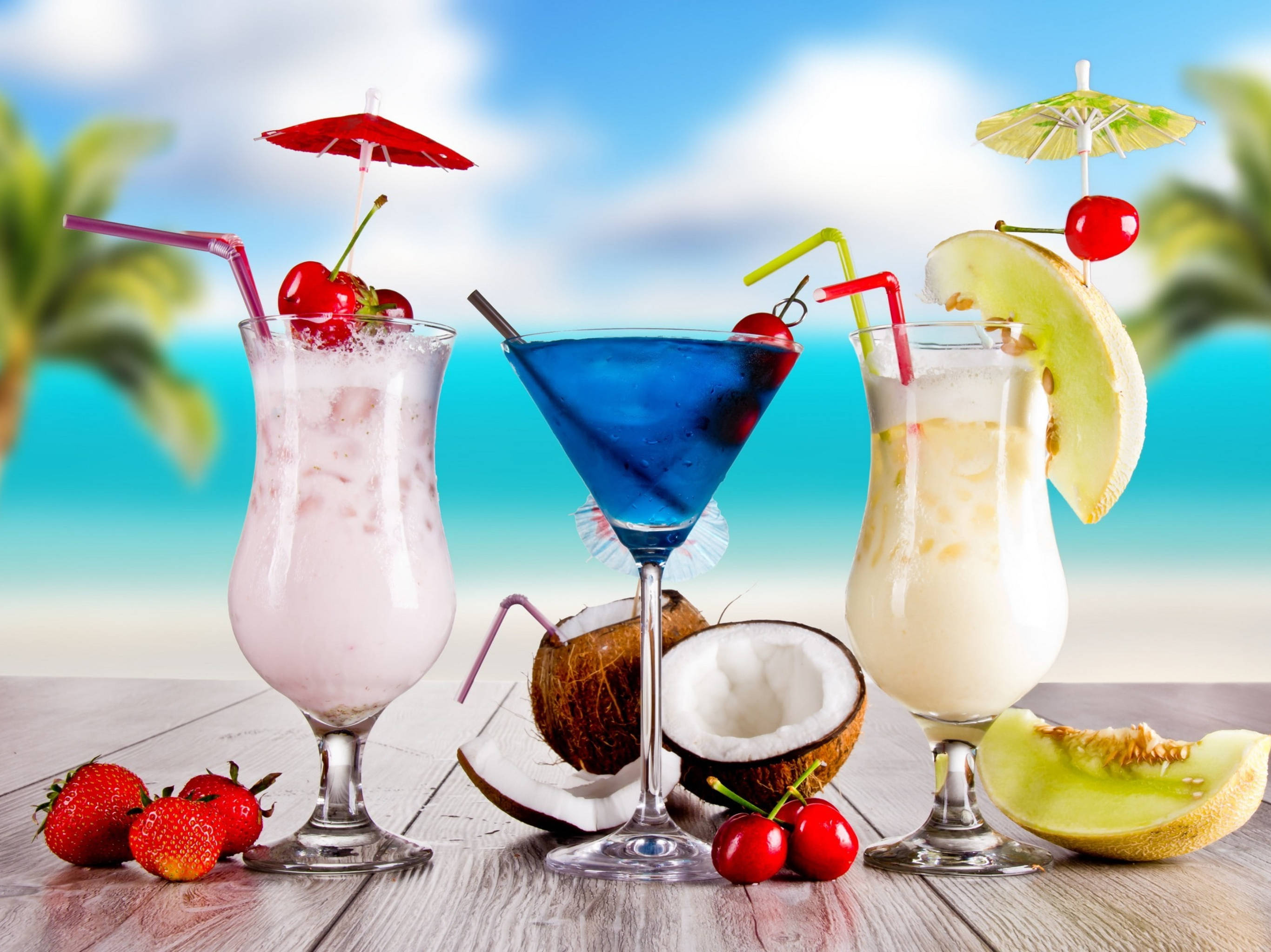 melon, berry, blue curacao, 2K Desktop Wallpaper