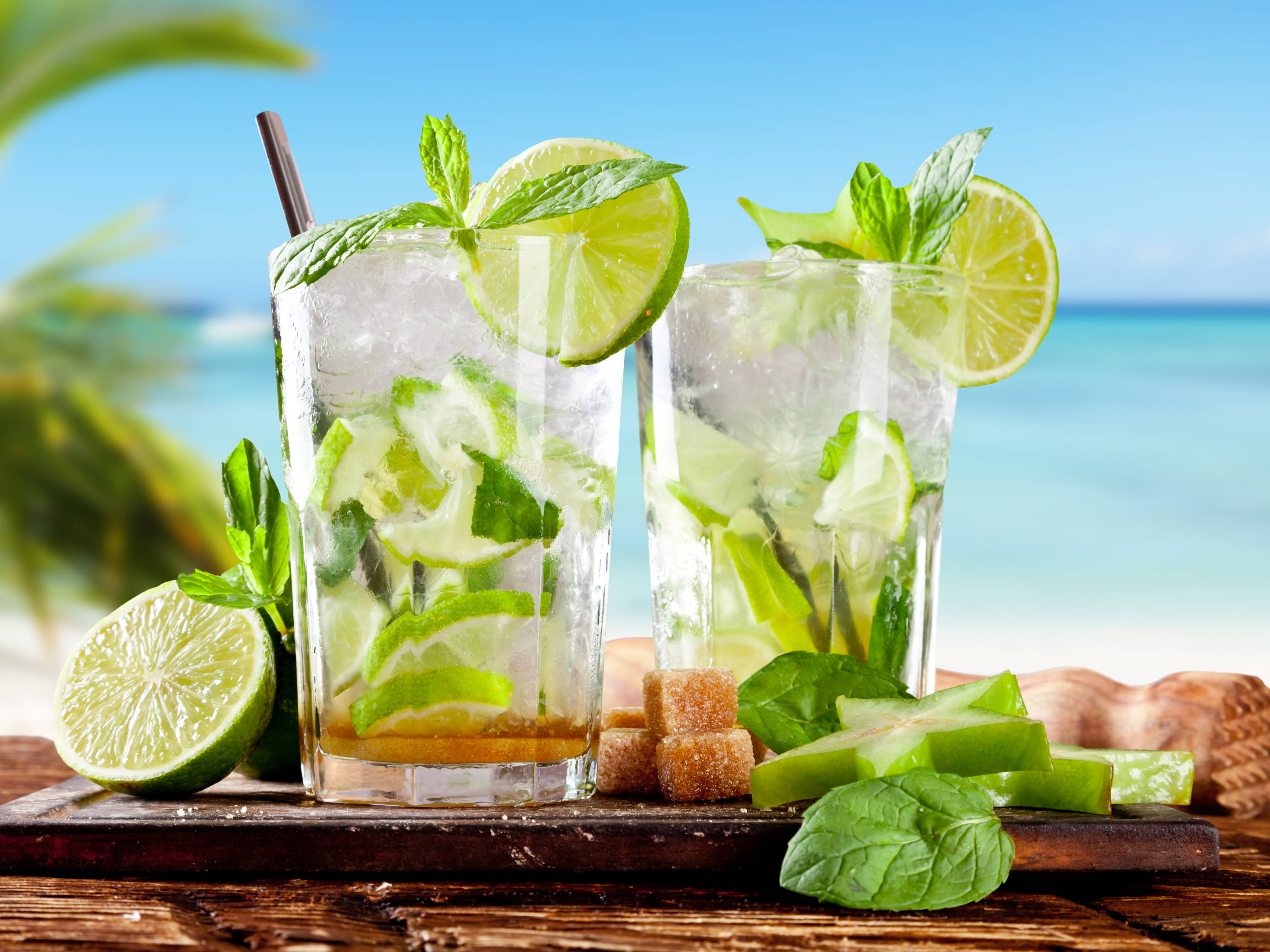 Sparkling Lime-Mint Tropical Drink, mojitos, lime mint, 2K Desktop Wallpaper