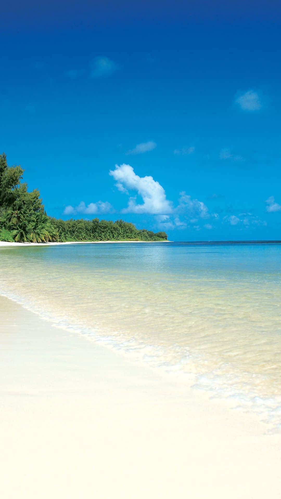 Tropical Island, white sand, turquoise waters, Full HD Phone Wallpaper