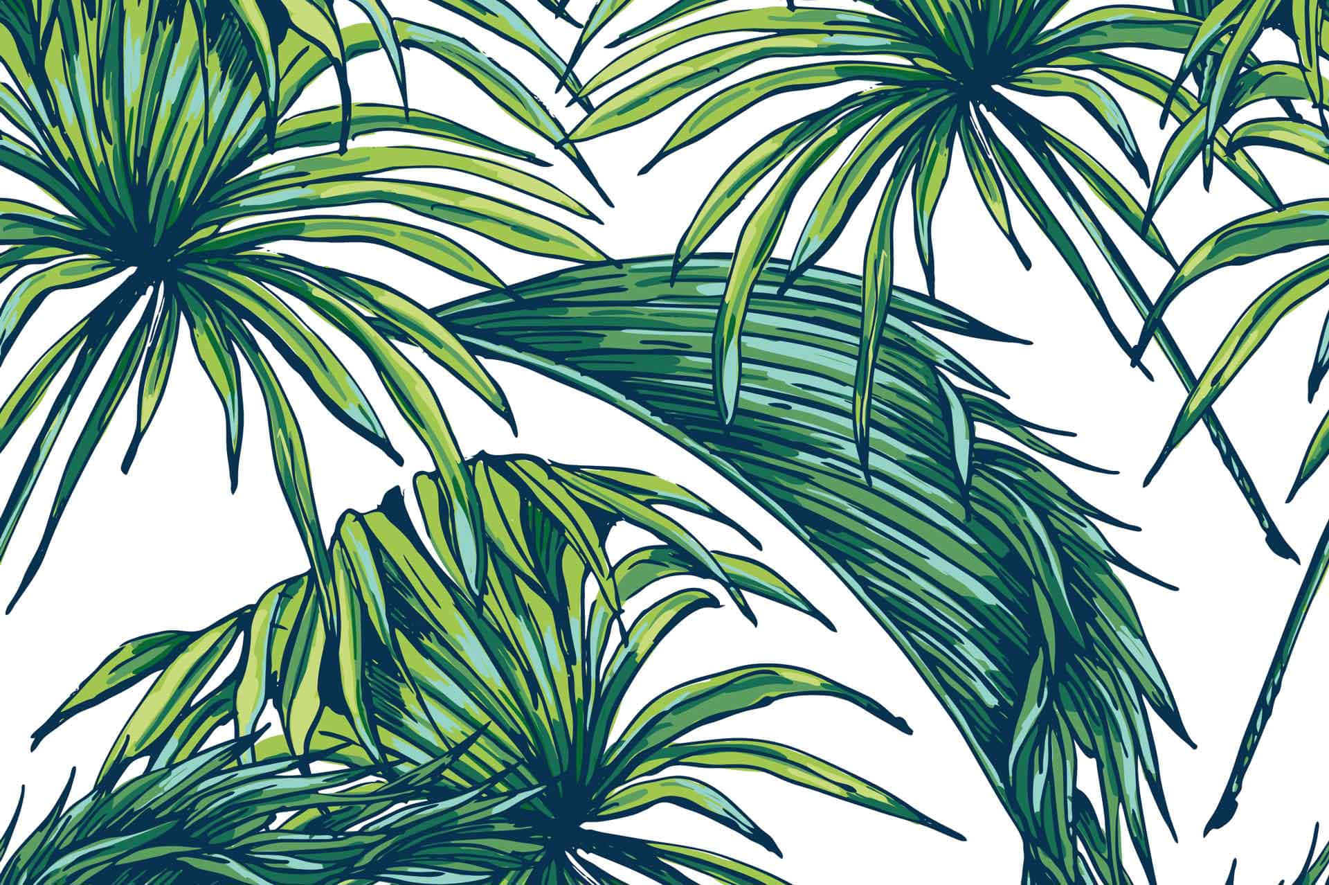 tropical leaves desktop, palm fronds, layered shades of green, Full HD Desktop Wallpaper