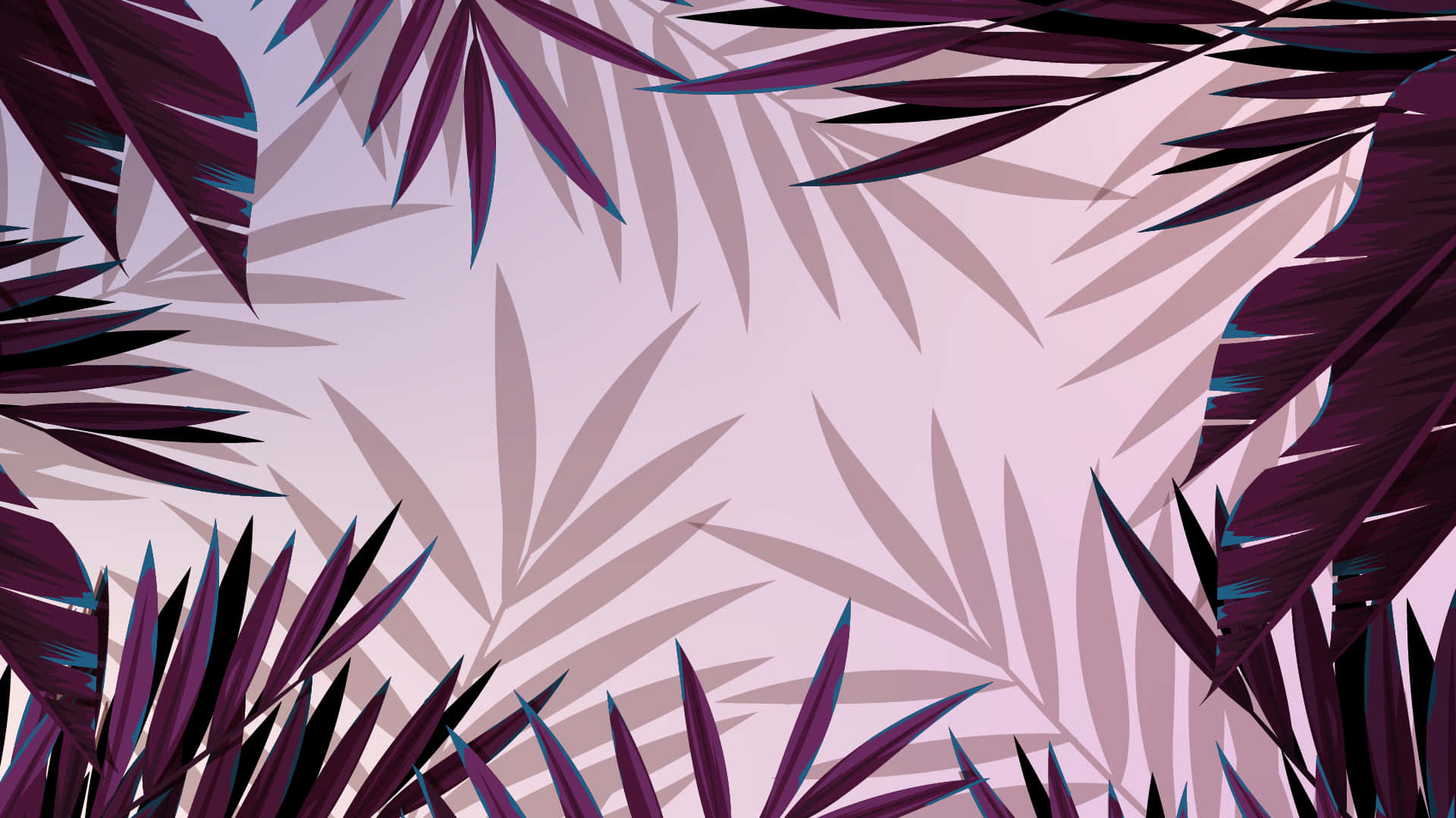 Tropical Leaves Desktop, vibrant purple tropical leaves, soft pink background, Full HD Desktop Wallpaper