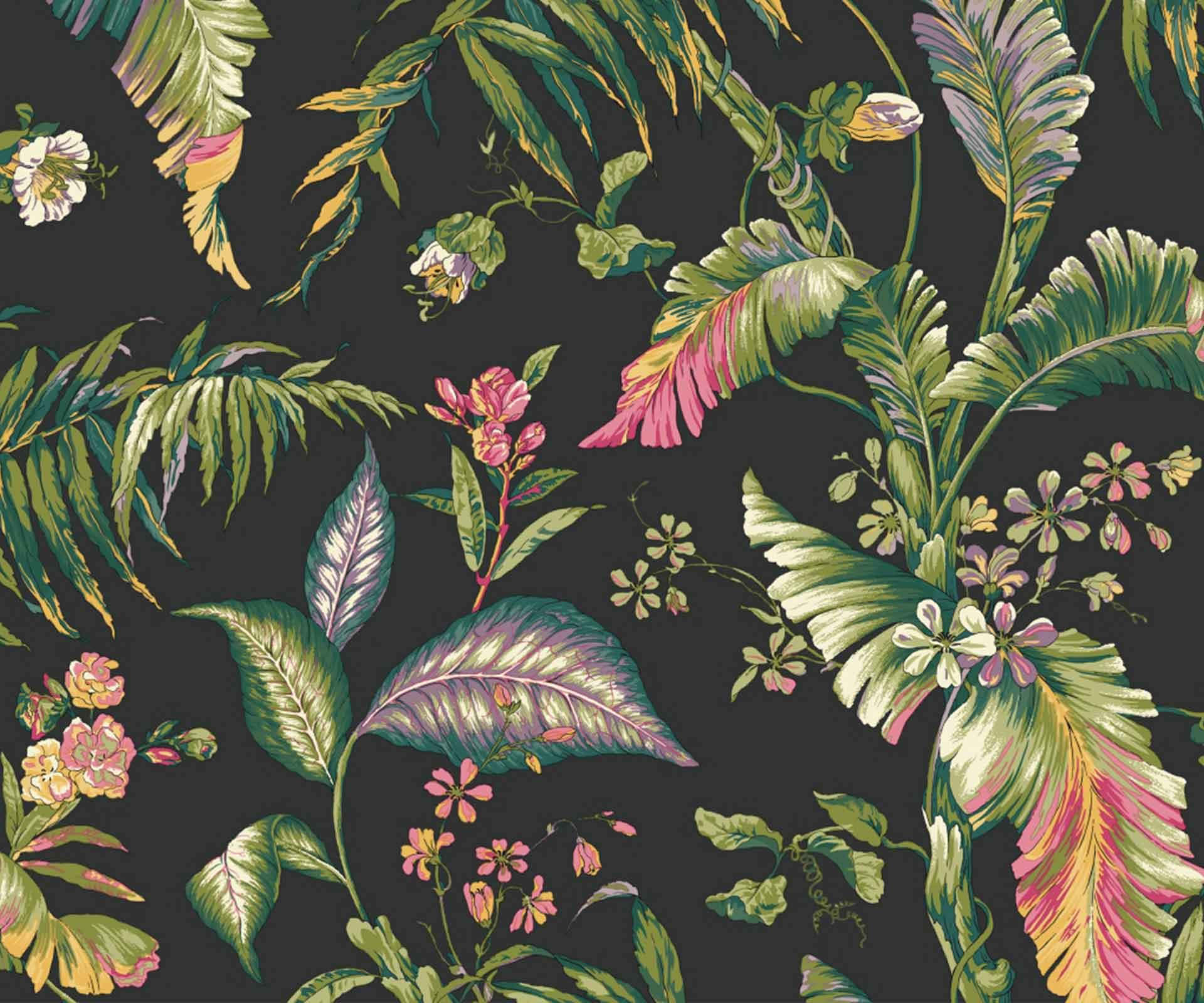 Tropical Plants, vivid greens, pinks, Full HD Desktop Wallpaper
