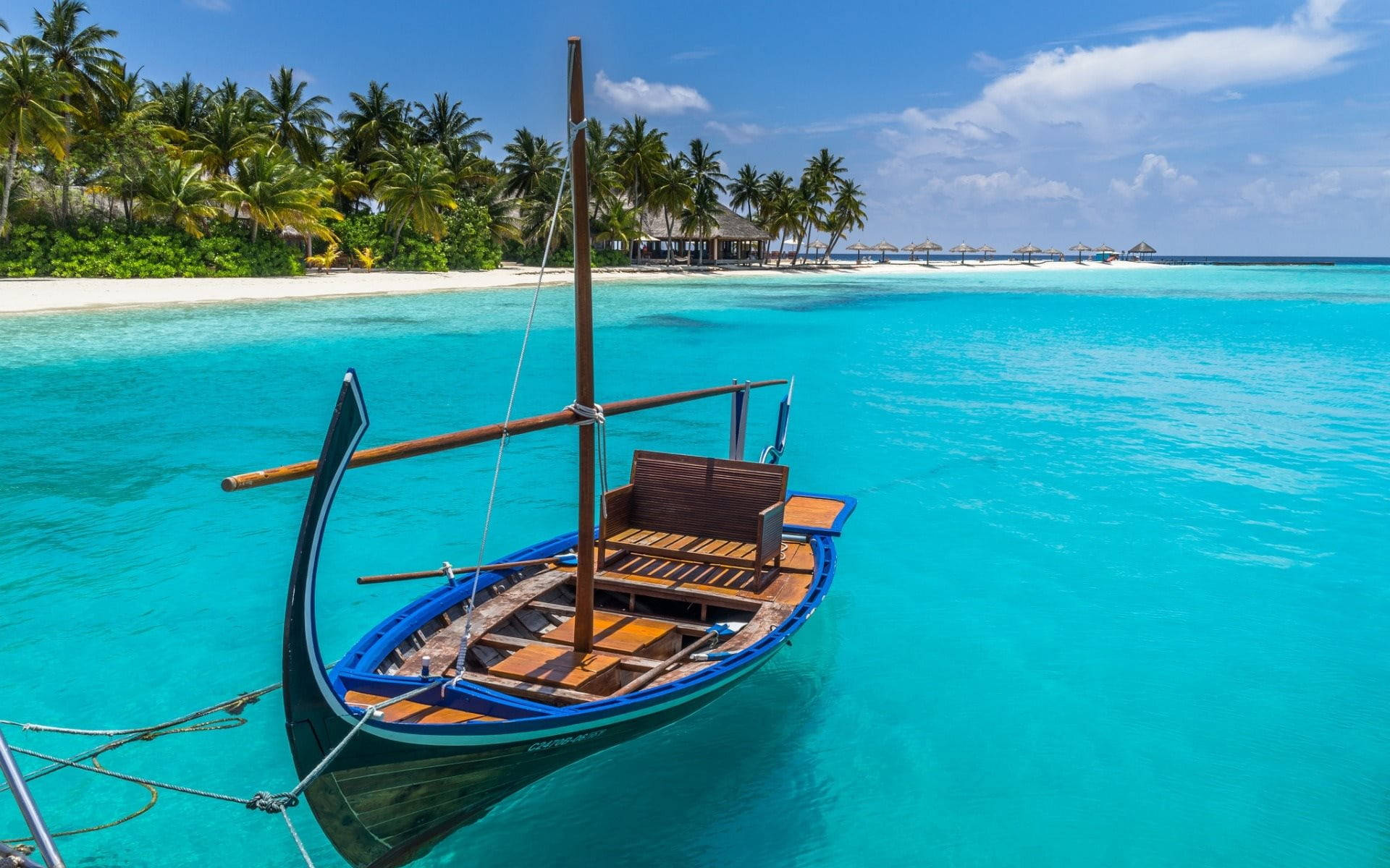 boat, blue sea, tropical desktop, Full HD Desktop Wallpaper
