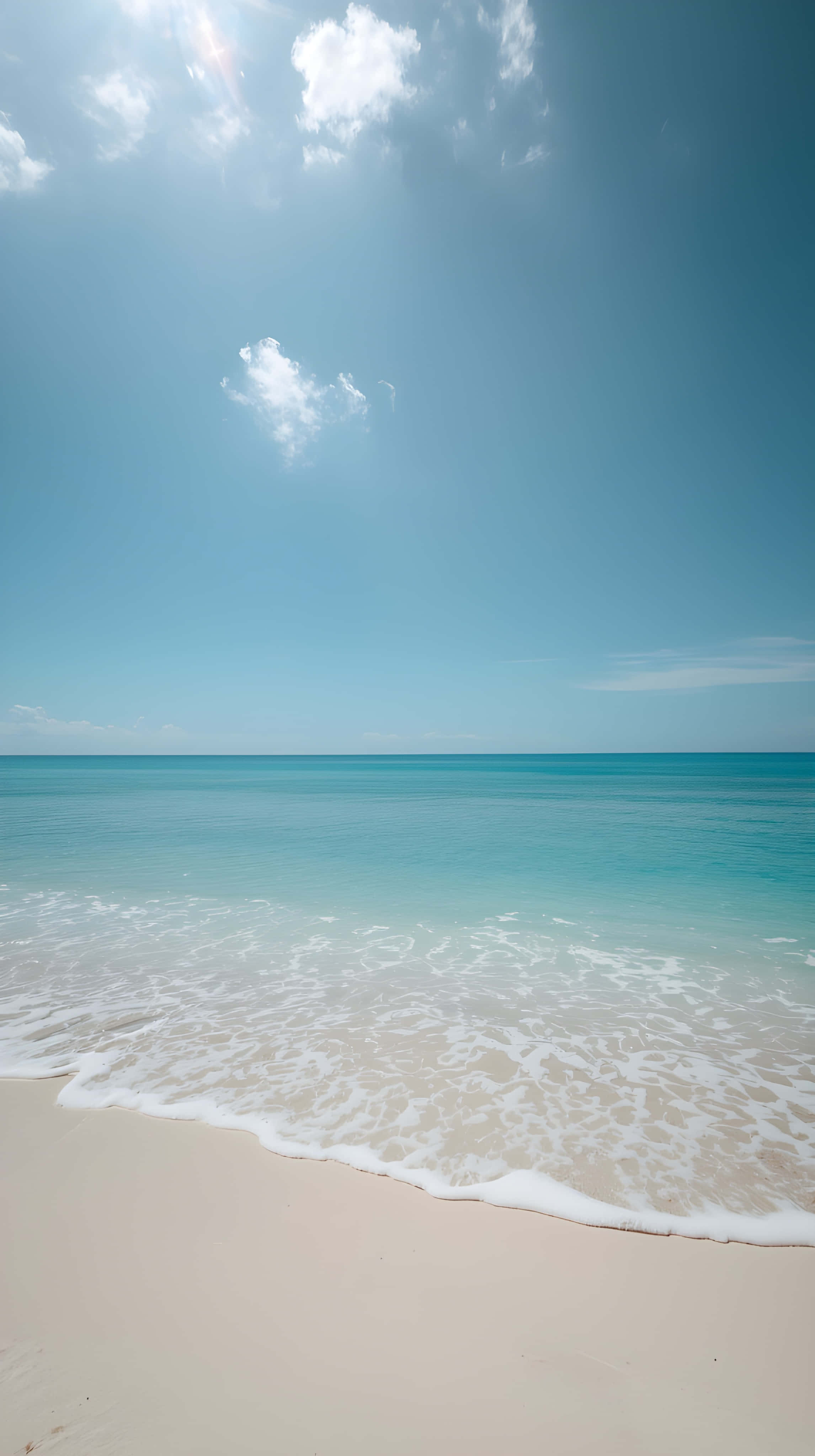 crystal clear azure sea water, turquoise ocean, soft white sand, 4K Phone Wallpaper