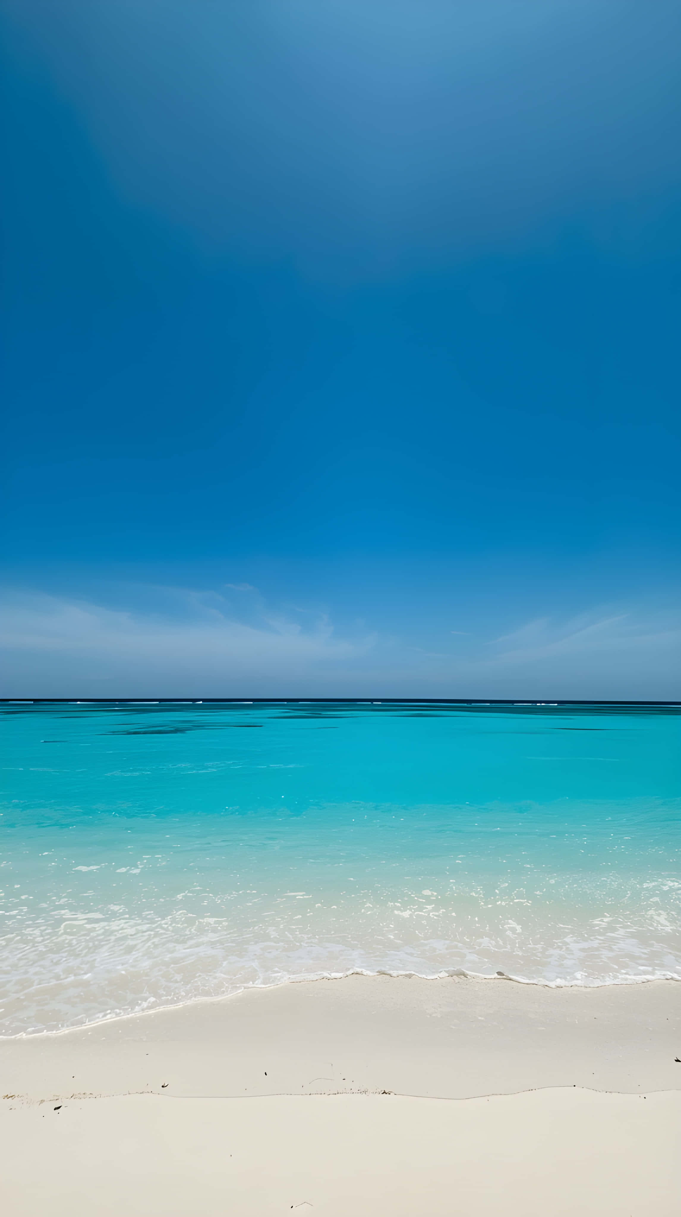 minimalist summer beach, endless blue sky, pristine white sand beach, 4K Phone Wallpaper