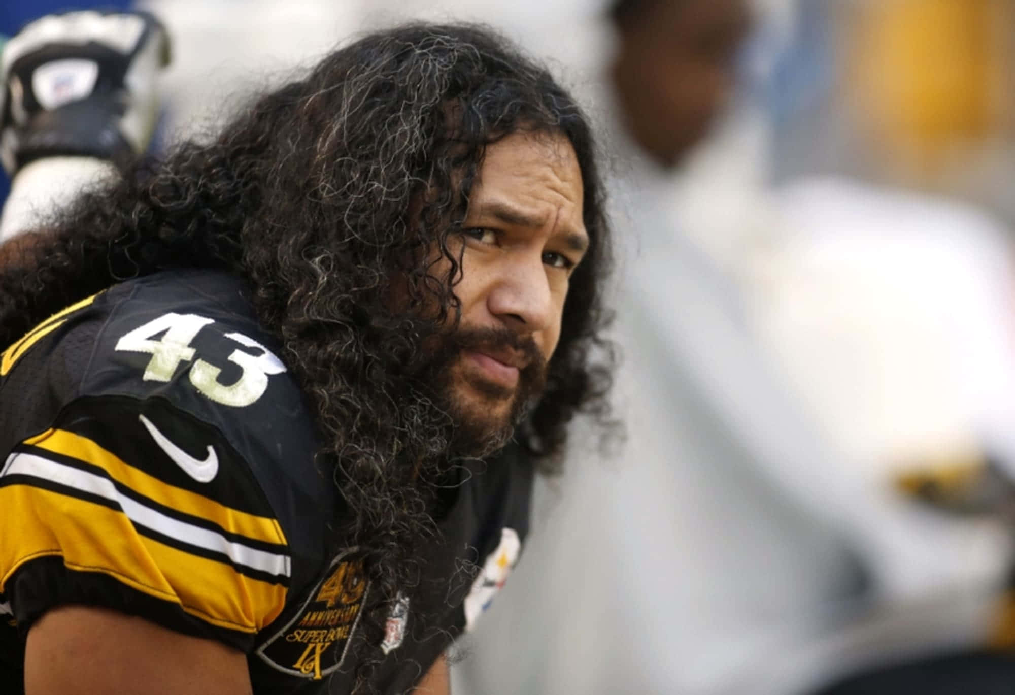 Troy Polamalu, black and gold jersey, number 43, Full HD Desktop Wallpaper