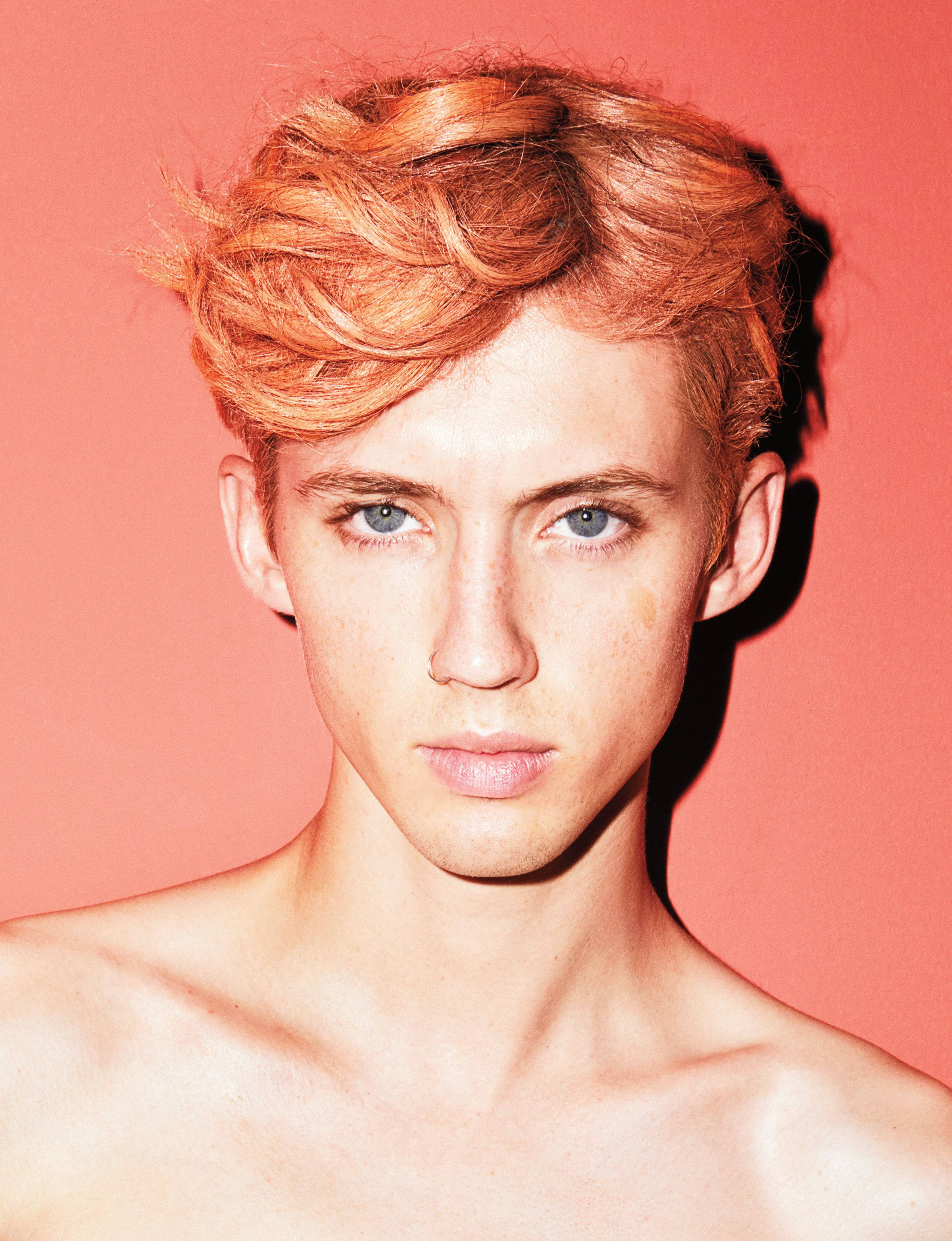 Troye Sivan, ginger hair style, vibrant red hair, 2K Phone Wallpaper