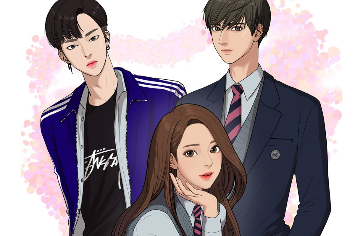 True Beauty, love on three, anime-style teens, SD Desktop Wallpaper