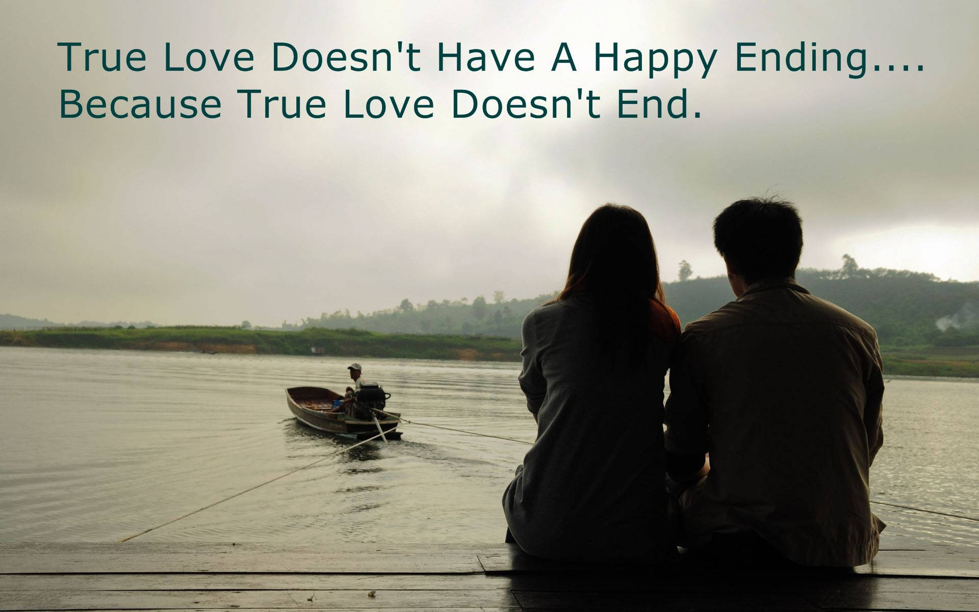 True Love Quote, dock, fisherman, Full HD Desktop Wallpaper
