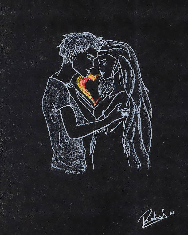 Blackboard, True Love, chalk art, SD Phone Wallpaper