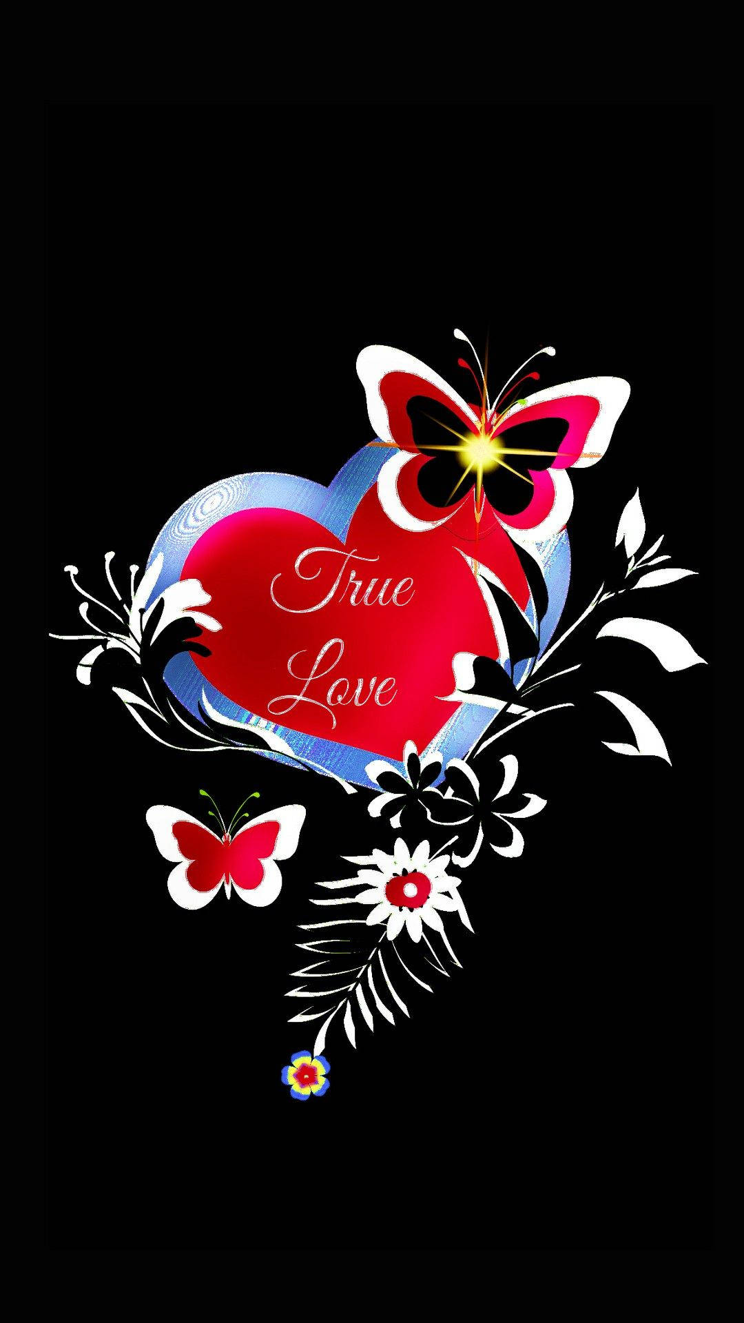 True Love, butterfly, heart, Full HD Phone Wallpaper