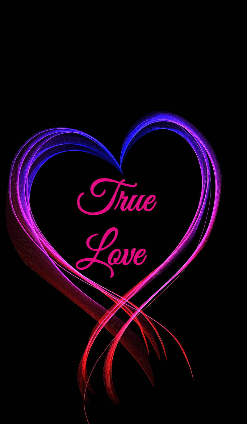 True Love, heart-shaped light trail, purple blue, HD Phone Wallpaper