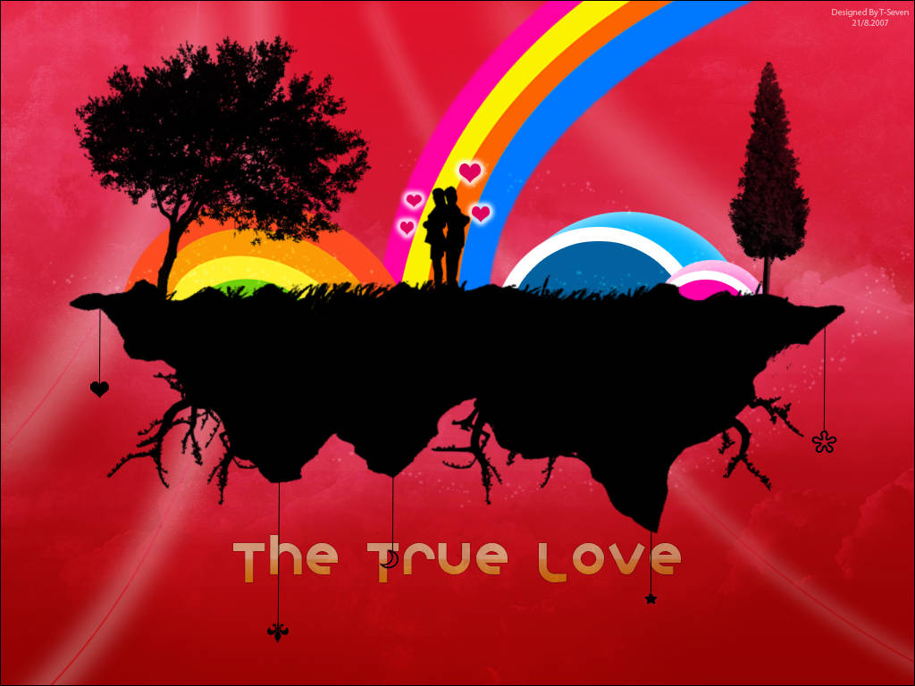 True Love, floating island, couple, SD Desktop Wallpaper