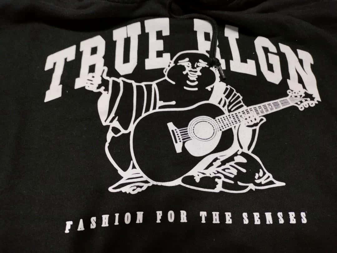 True Religion, black hoodie, white graphic, SD Desktop Wallpaper