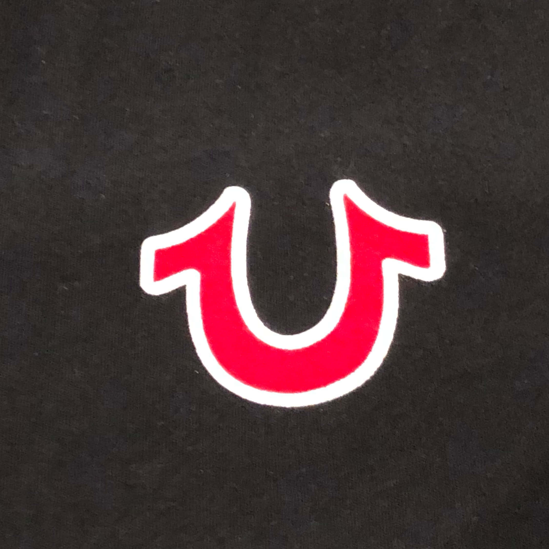 True Religion, red stylized U logo, white outline, Full HD Desktop Wallpaper