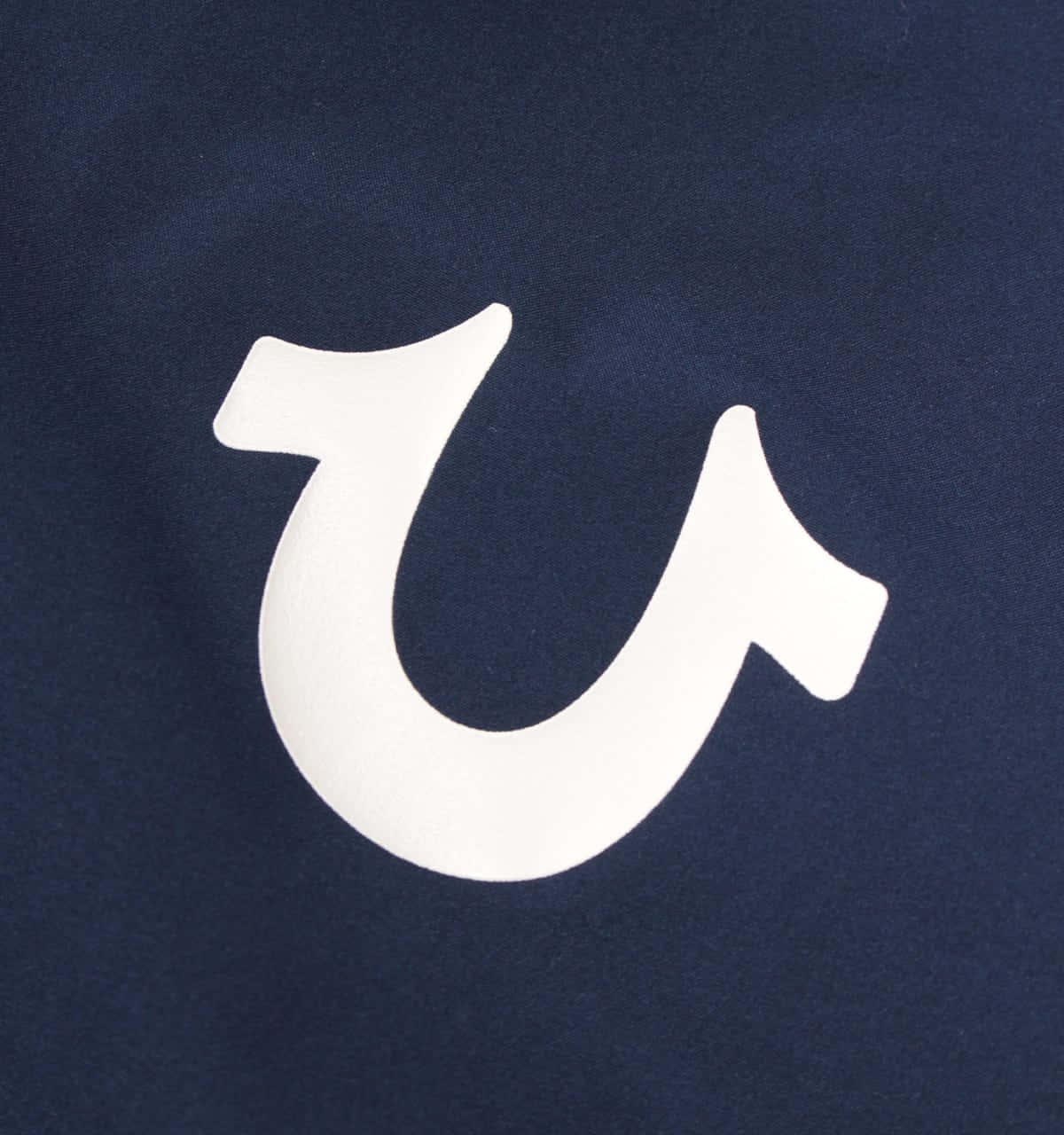 True Religion, white stylized u logo, textured navy blue fabric background, HD Phone Wallpaper