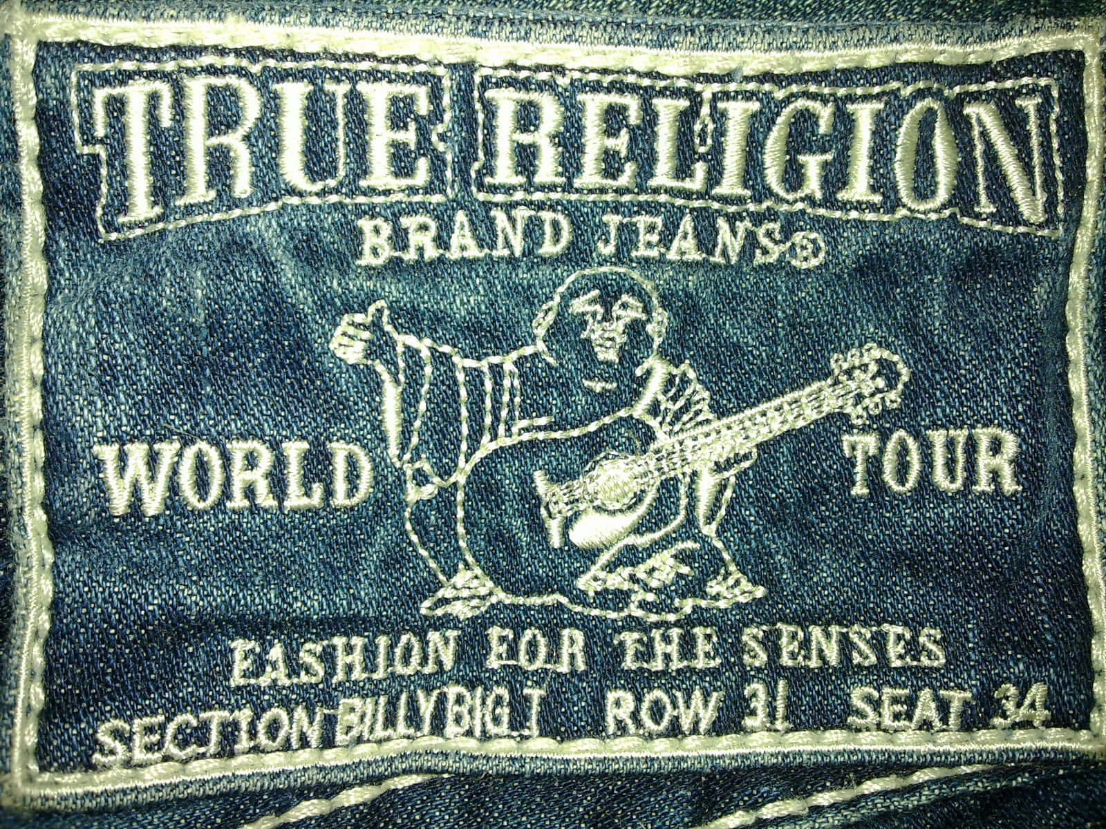 True Religion, denim patch, embroidered branding, HD Desktop Wallpaper