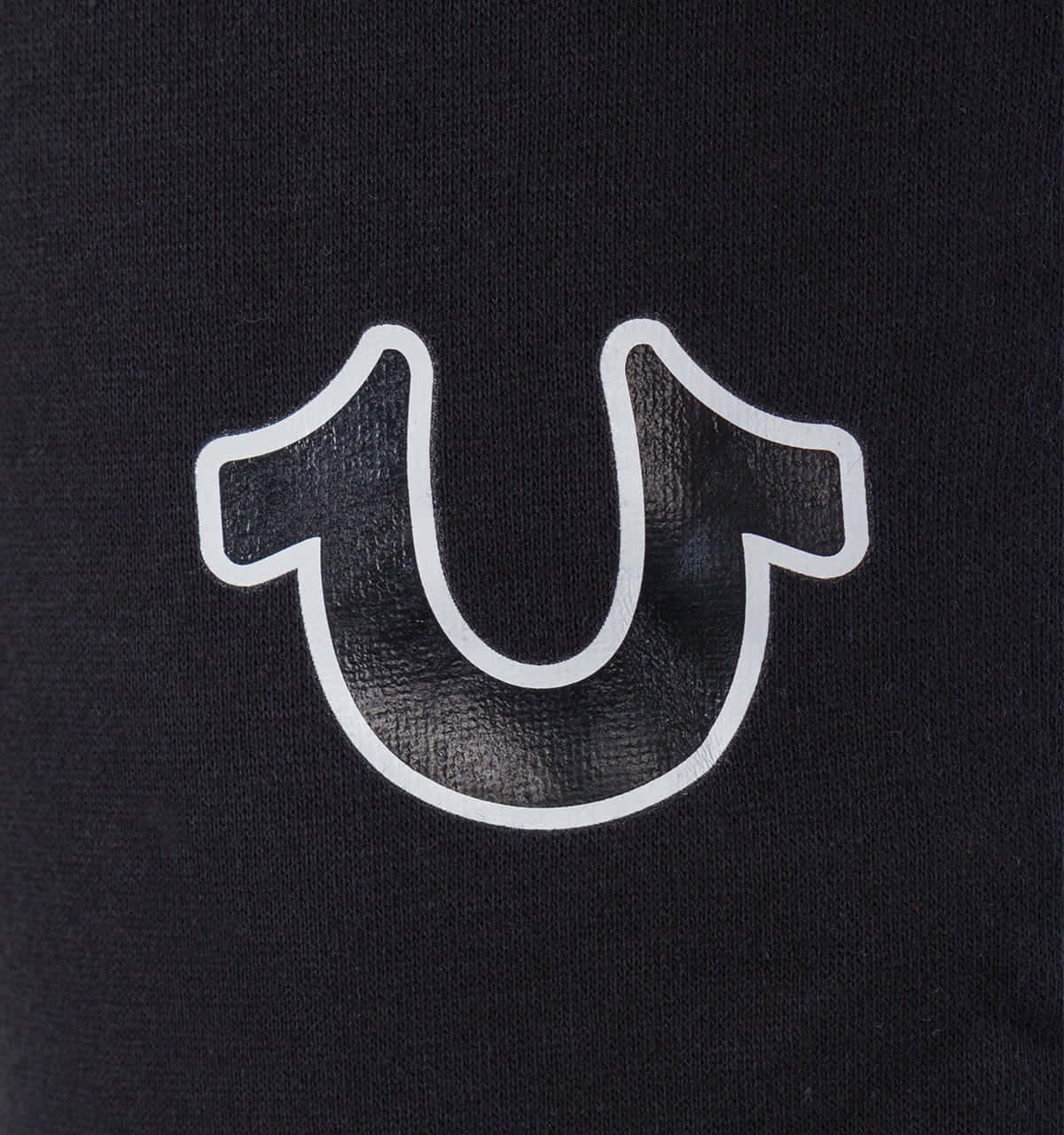True Religion, white outlined smiley face logo, black textured fabric, HD Phone Wallpaper