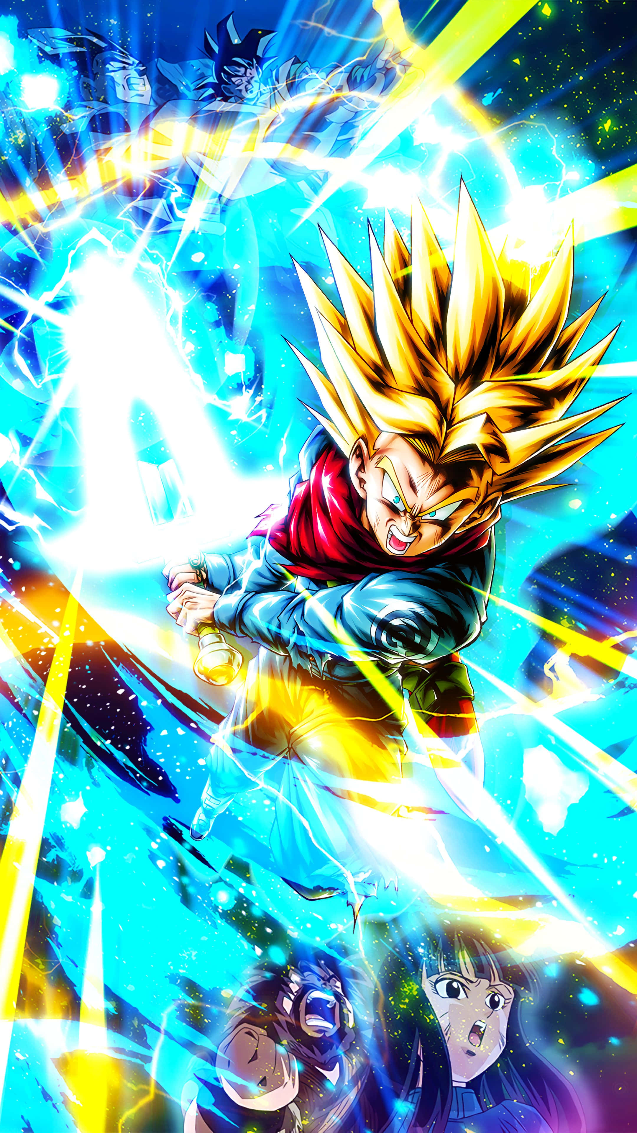 Trunks Phone, dragon ball z, golden-haired anime warrior, 4K Phone Wallpaper
