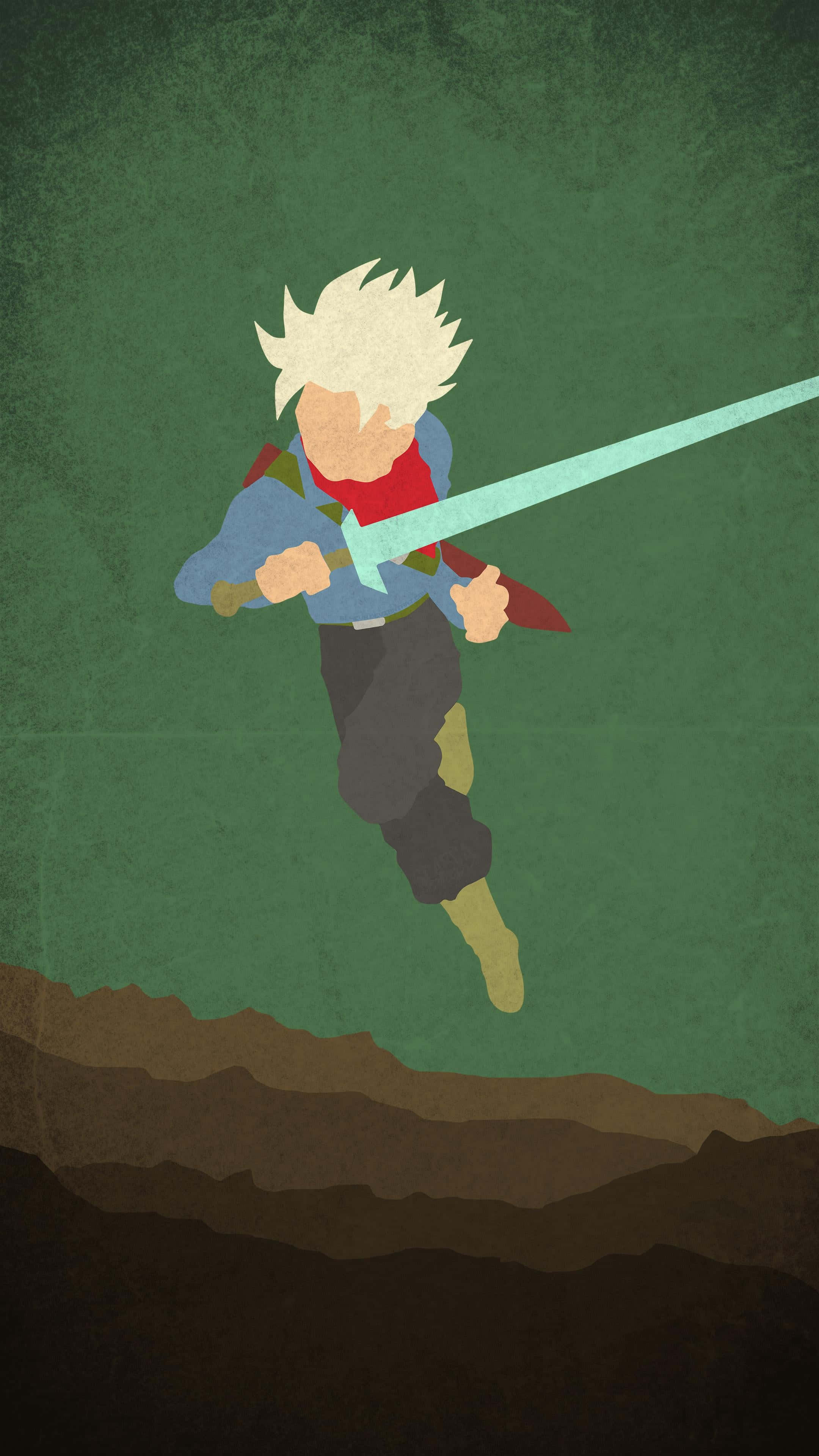 Trunks Phone, spiky white hair, glowing sword, 4K Phone Wallpaper