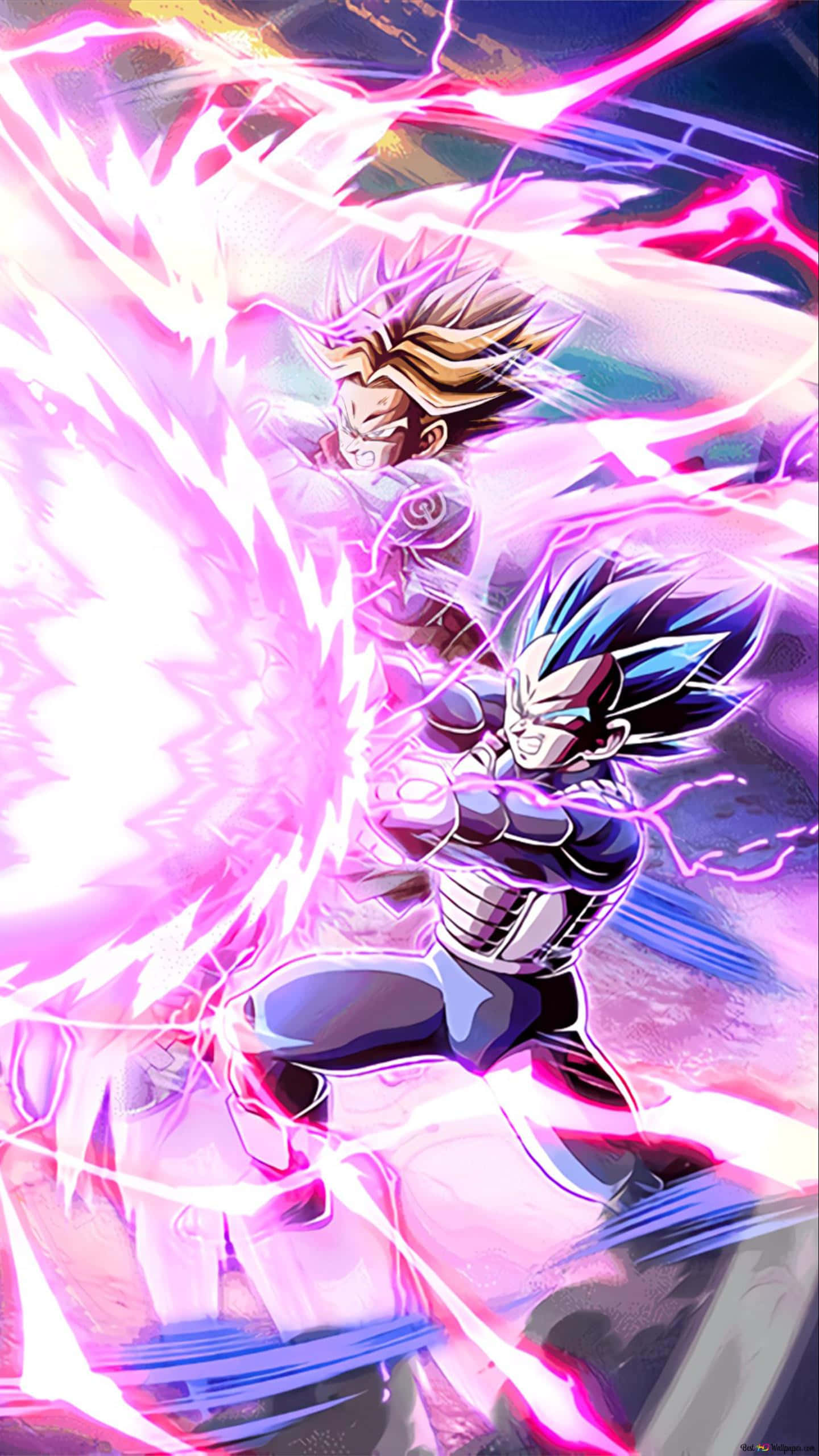 Trunks Phone, anime warriors, pink and blue energy blasts, 2K Phone Wallpaper