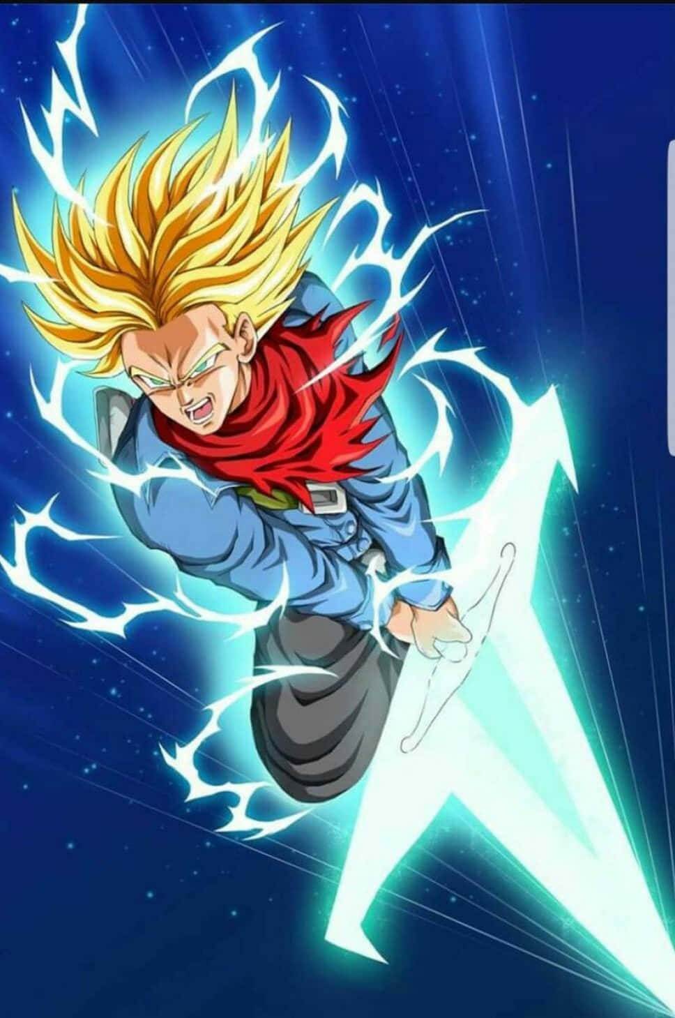 Trunks Phone, spiky-haired anime warrior, blue and red, HD Phone Wallpaper