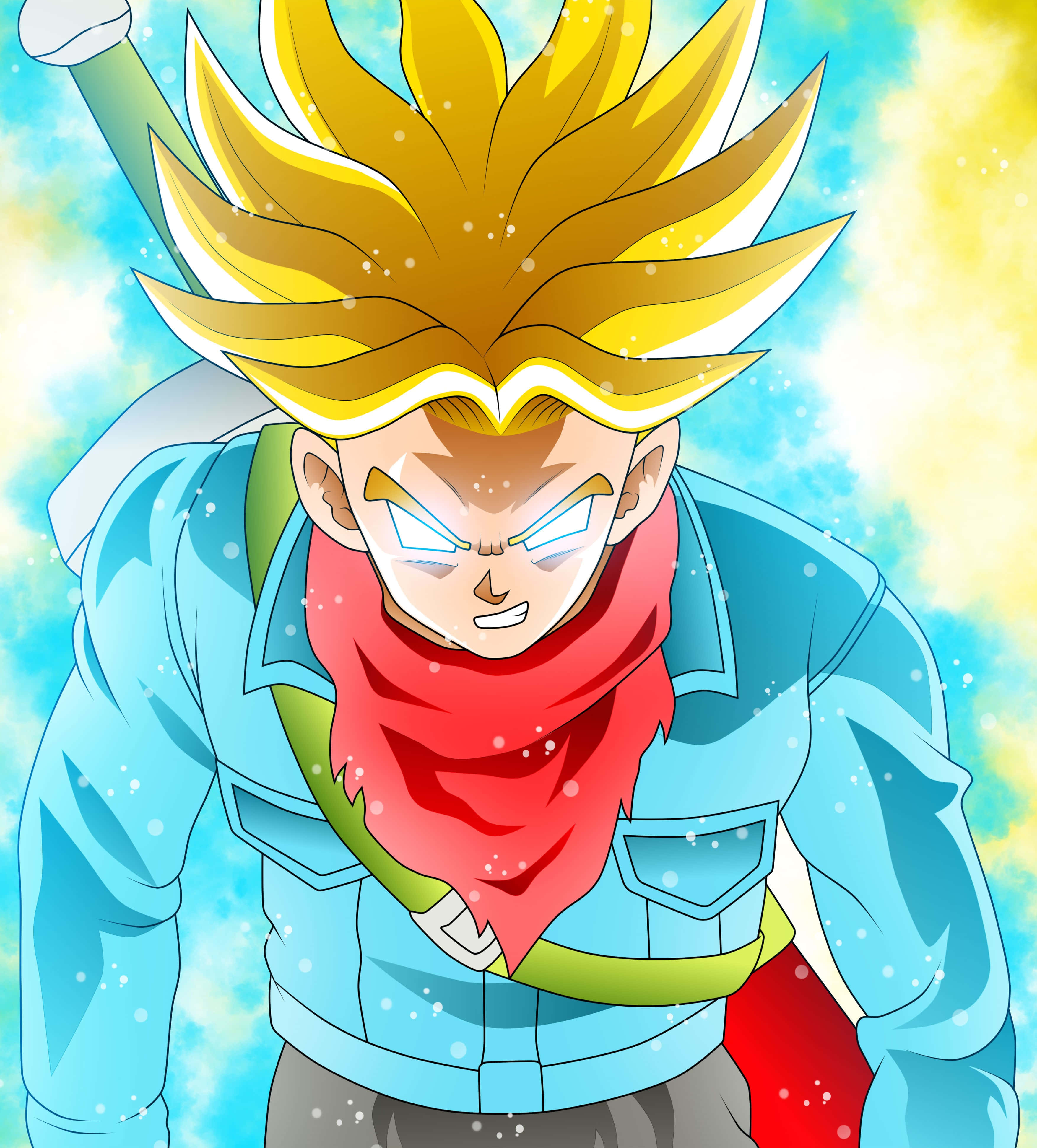 Trunks Phone, anime warrior, spiky golden hair, 4K Phone Wallpaper