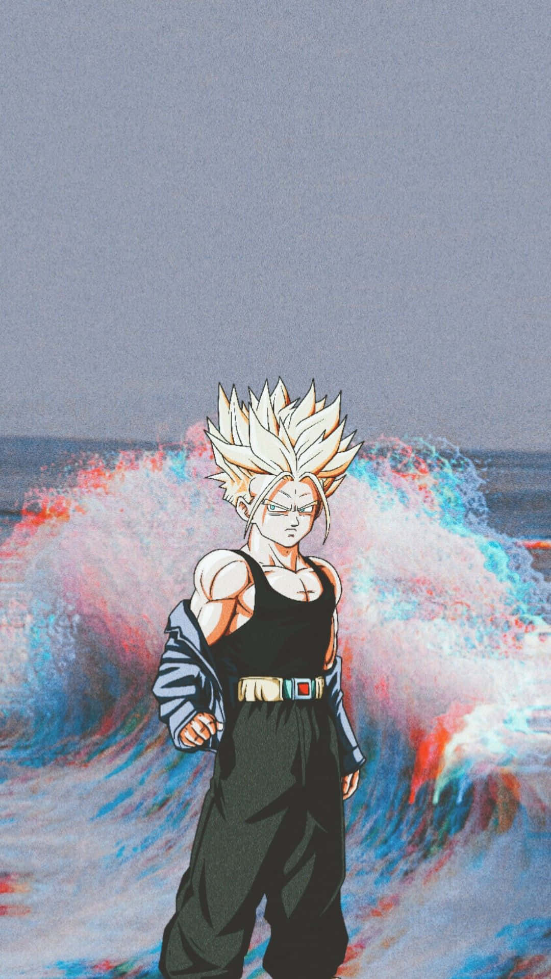 Trunks Phone, spiky-haired anime warrior, red and blue energy, HD Phone Wallpaper