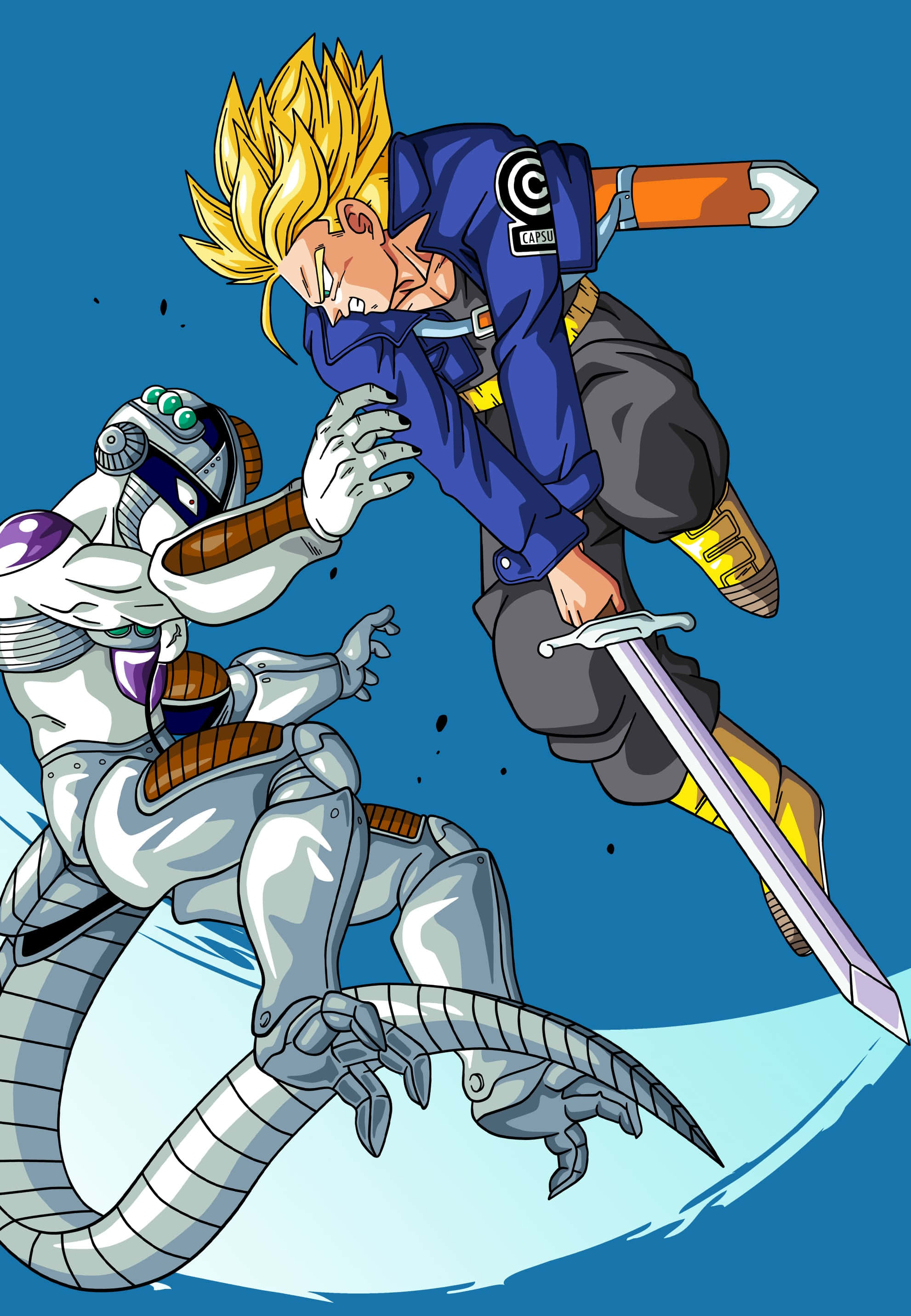Trunks, blue, spiky-haired warrior, 2K Phone Wallpaper