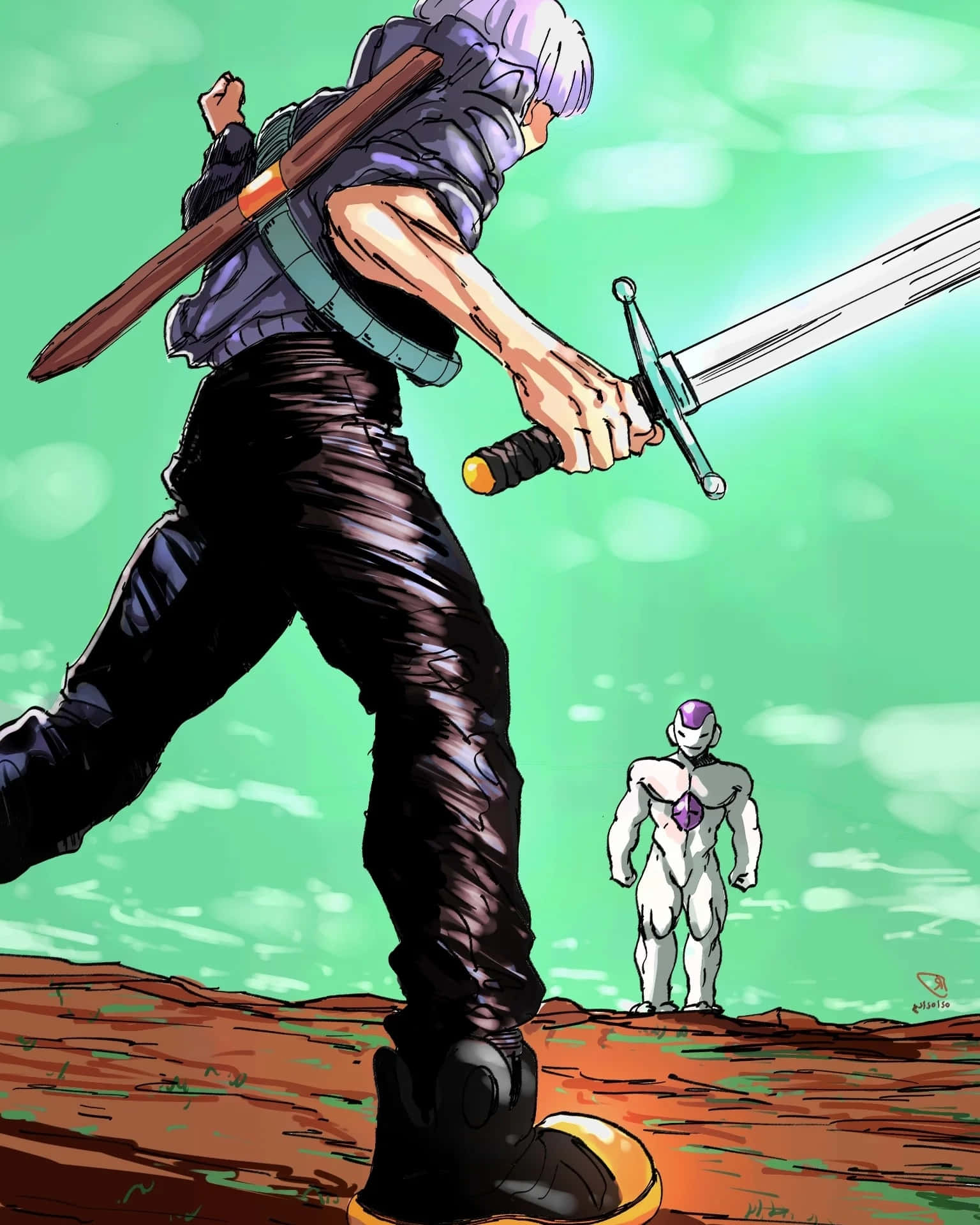Trunks, Frieza, purple hair, Full HD Phone Wallpaper