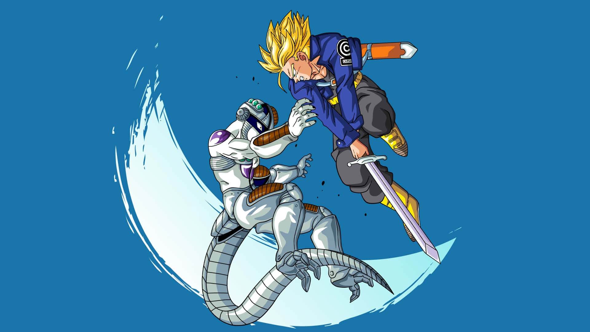 Trunks, Frieza, golden-haired warrior, Full HD Desktop Wallpaper