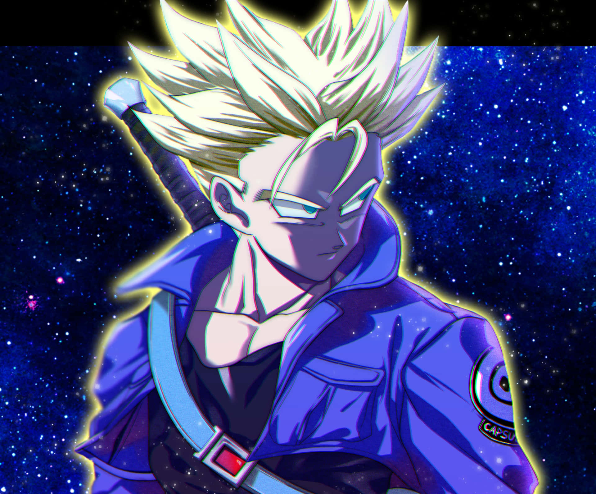 Trunks, starry sky, blue jacket, Full HD Desktop Wallpaper