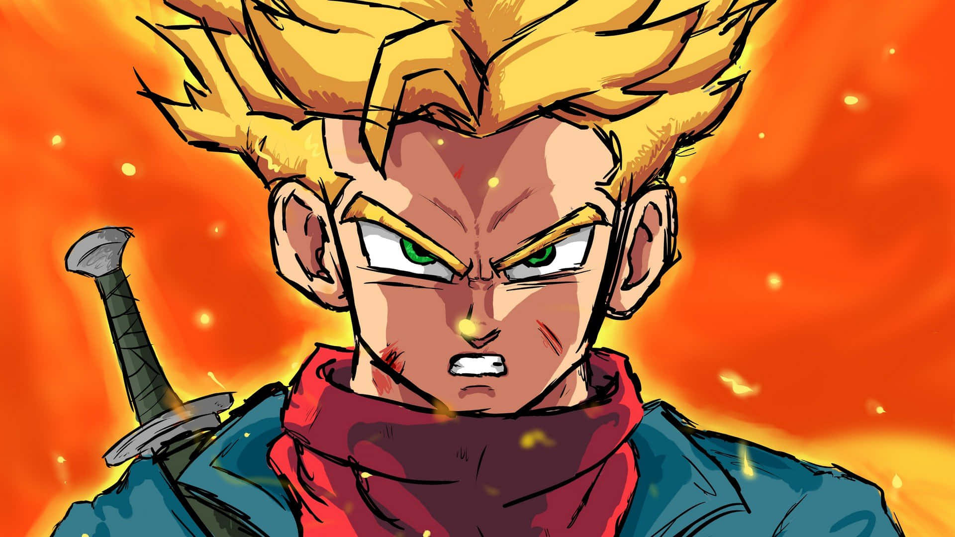 Trunks, anime warrior, spiky blonde hair, Full HD Desktop Wallpaper