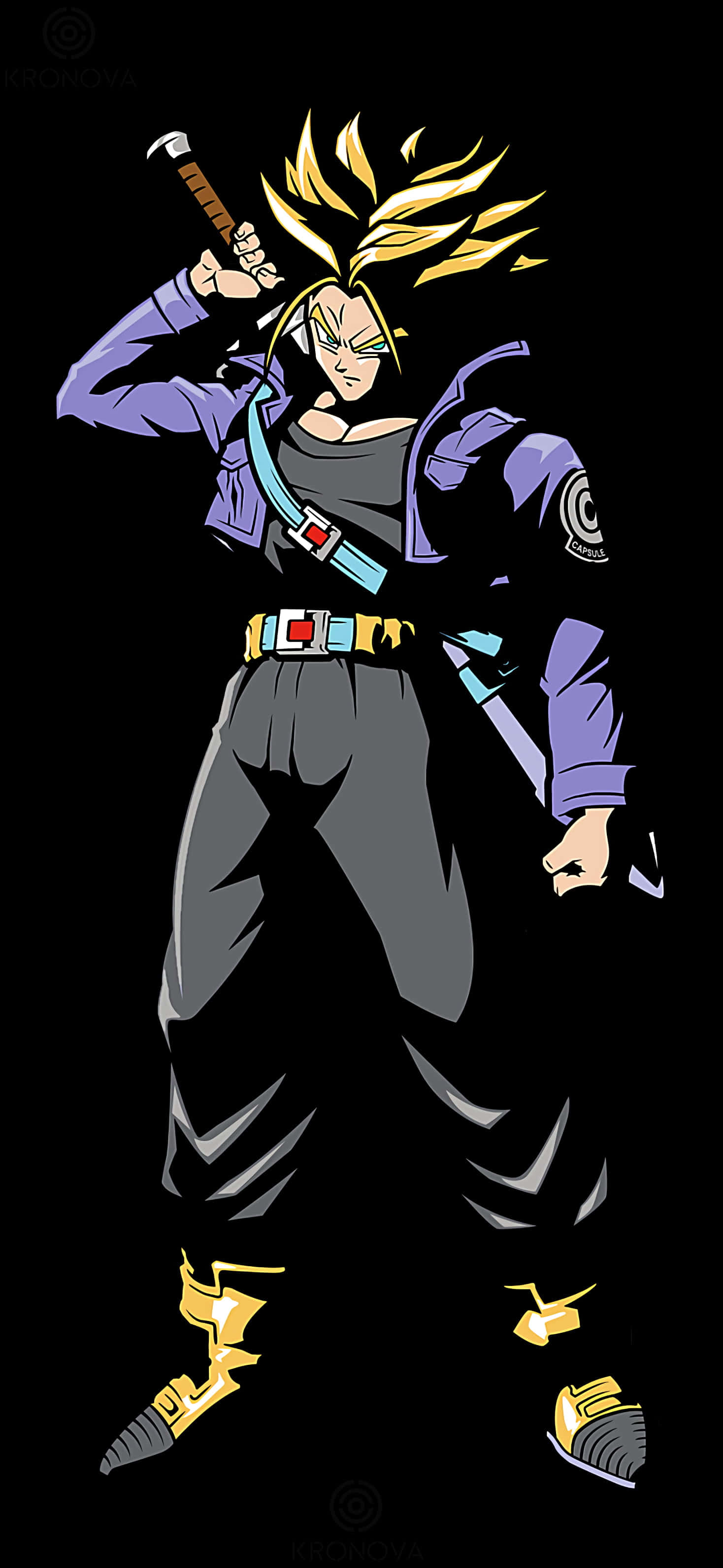 Trunks, blue suit, spiky golden hair, 2K Phone Wallpaper