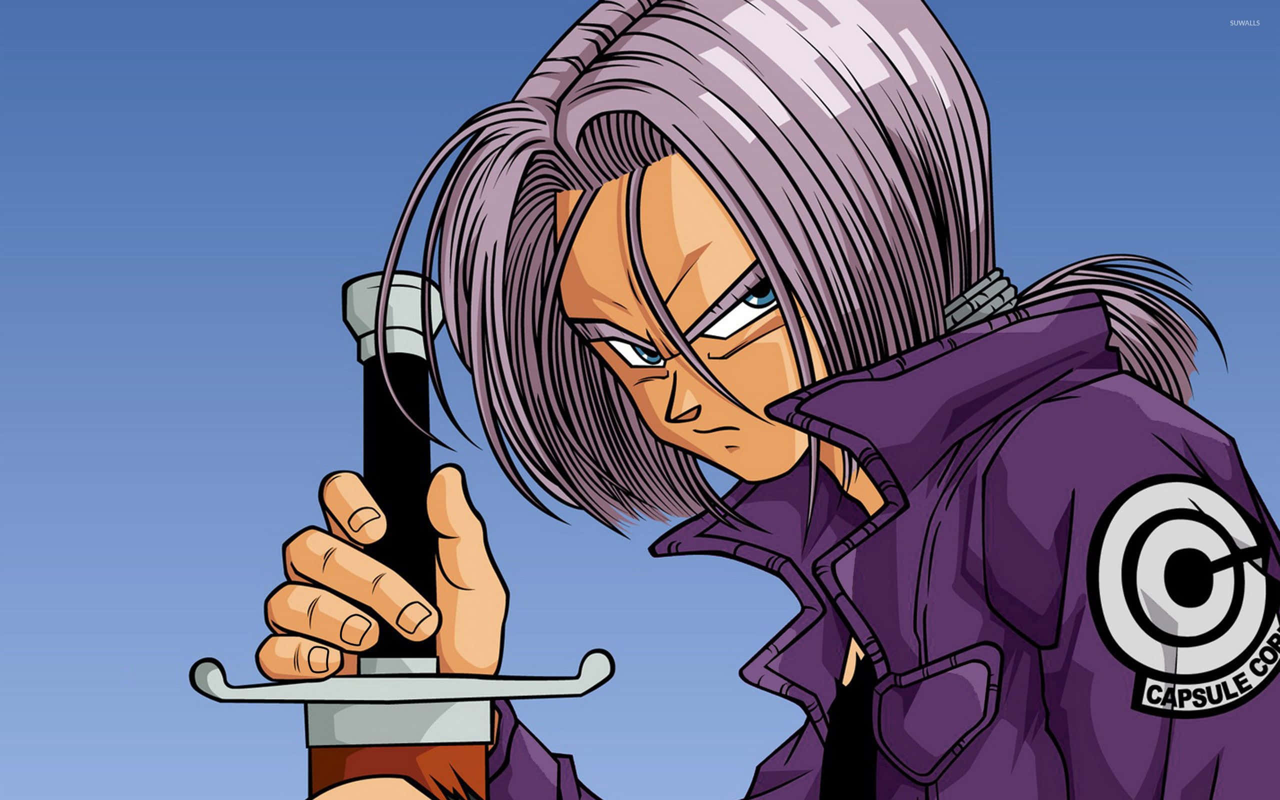 Trunks, silver hair, sword, 2K Desktop Wallpaper