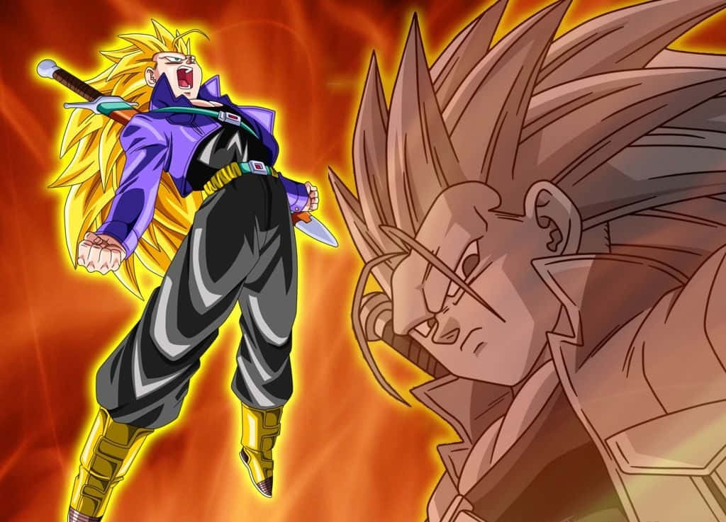 Trunks, anime warriors, fiery energy, SD Desktop Wallpaper