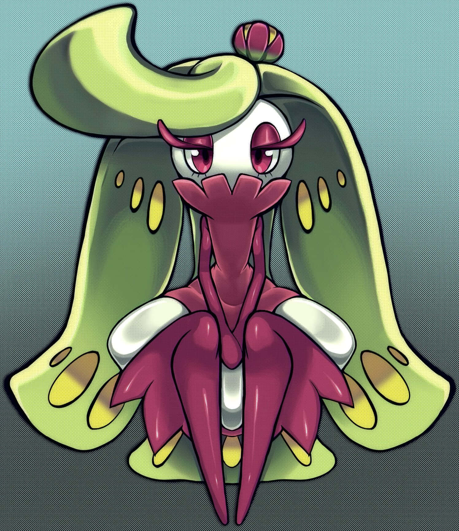 Tsareena, anime creature, green hooded cloak, HD Phone Wallpaper