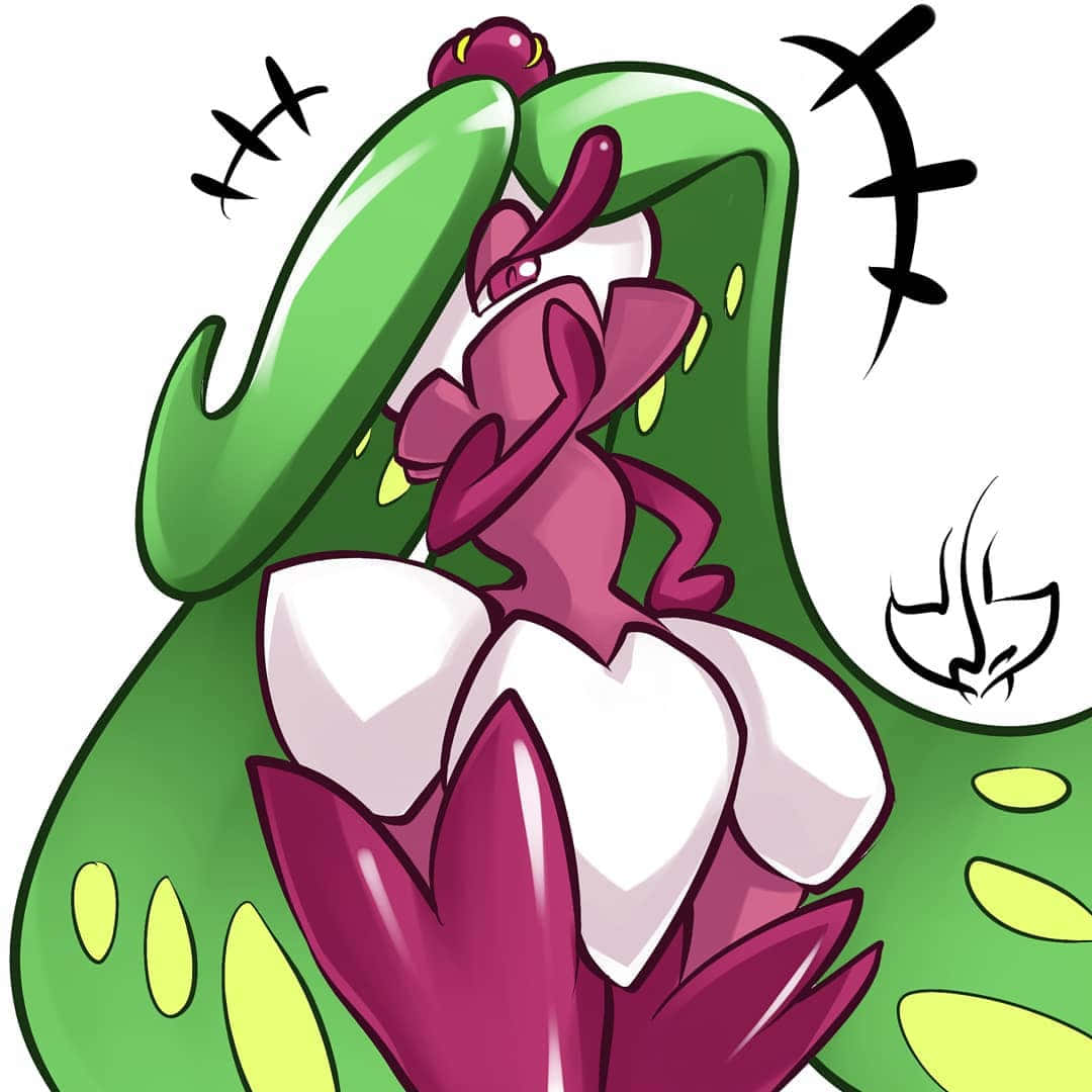 Tsareena, anime style, green plant monster, SD Desktop Wallpaper