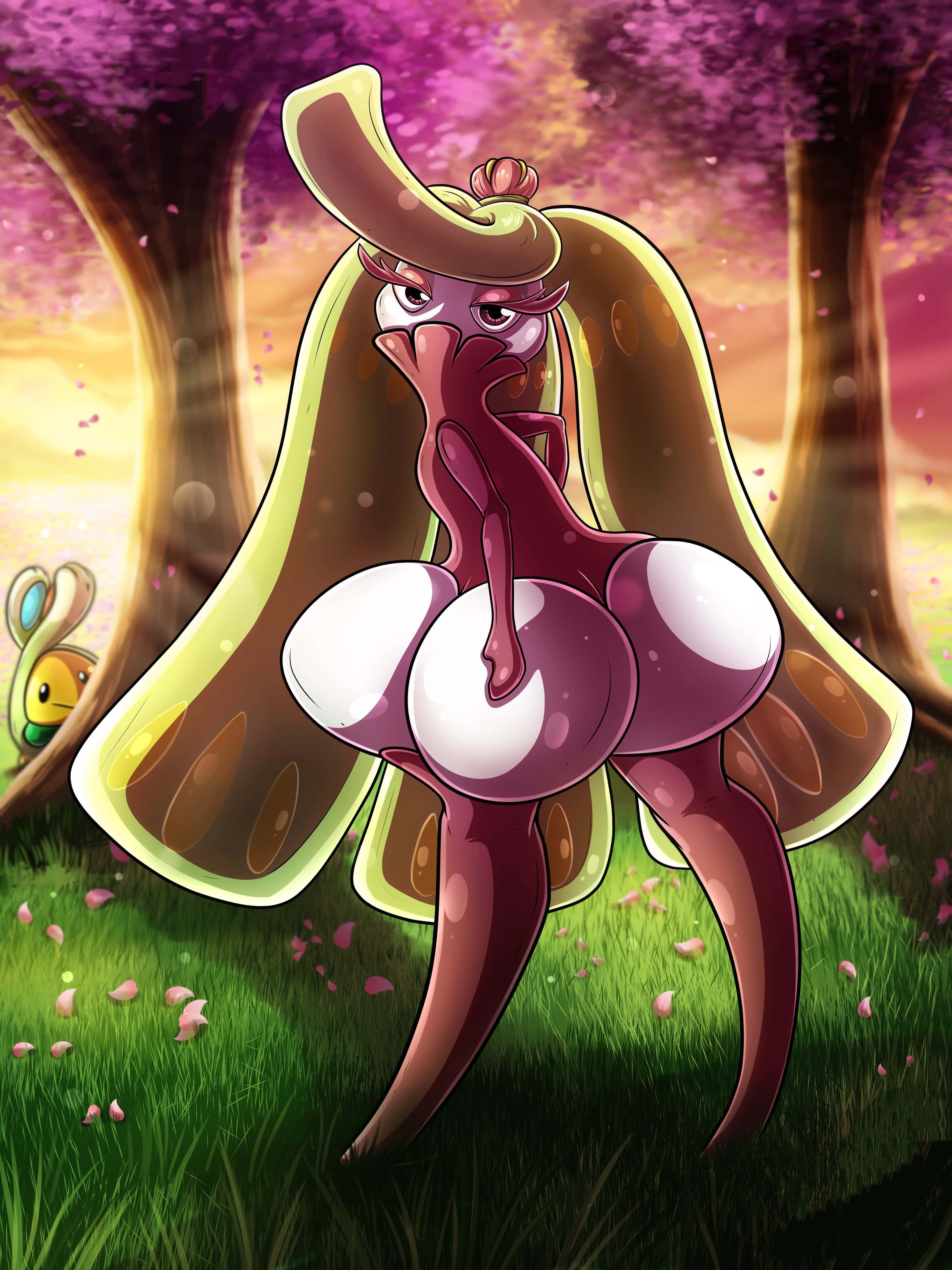 Tsareena, anime, moth-like creature, 4K Phone Wallpaper