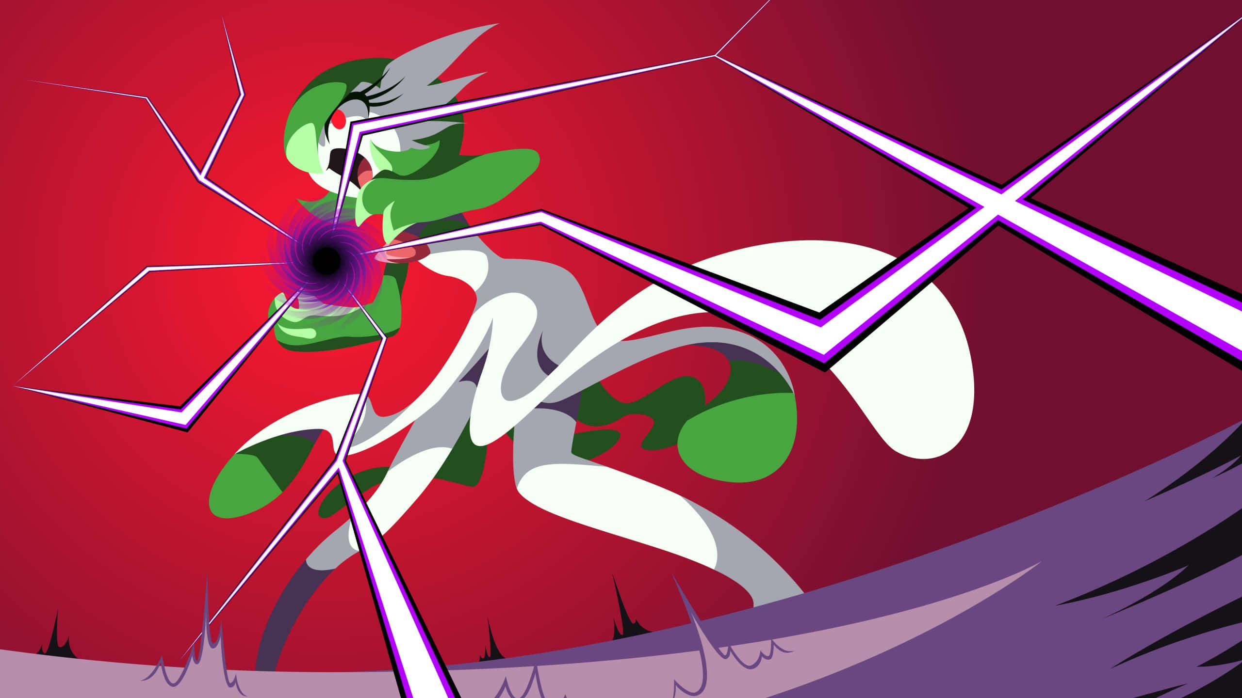Tsareena, green and white, red eyes, 2K Desktop Wallpaper