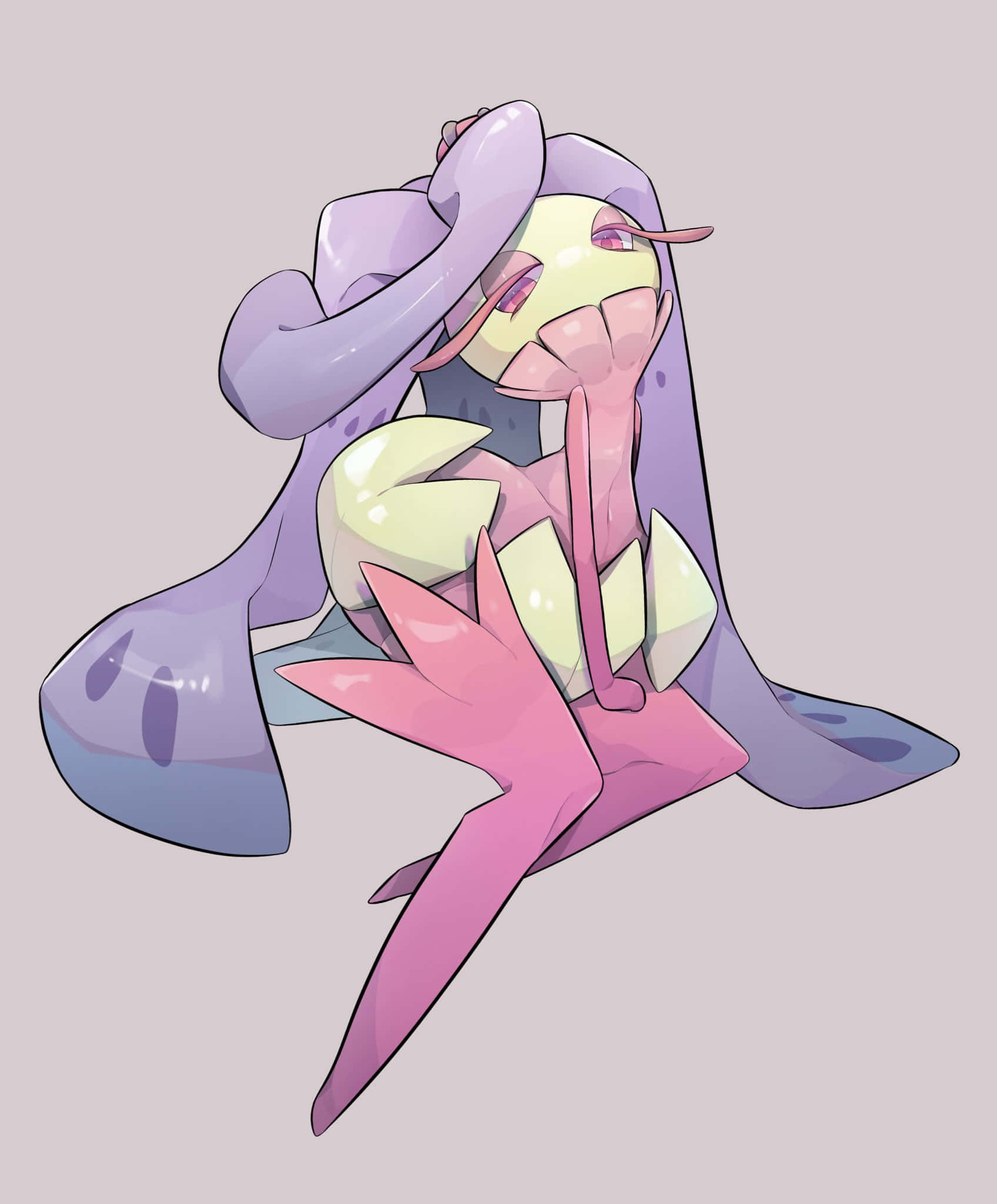 Tsareena, anime-style, purple tentacles, Full HD Phone Wallpaper