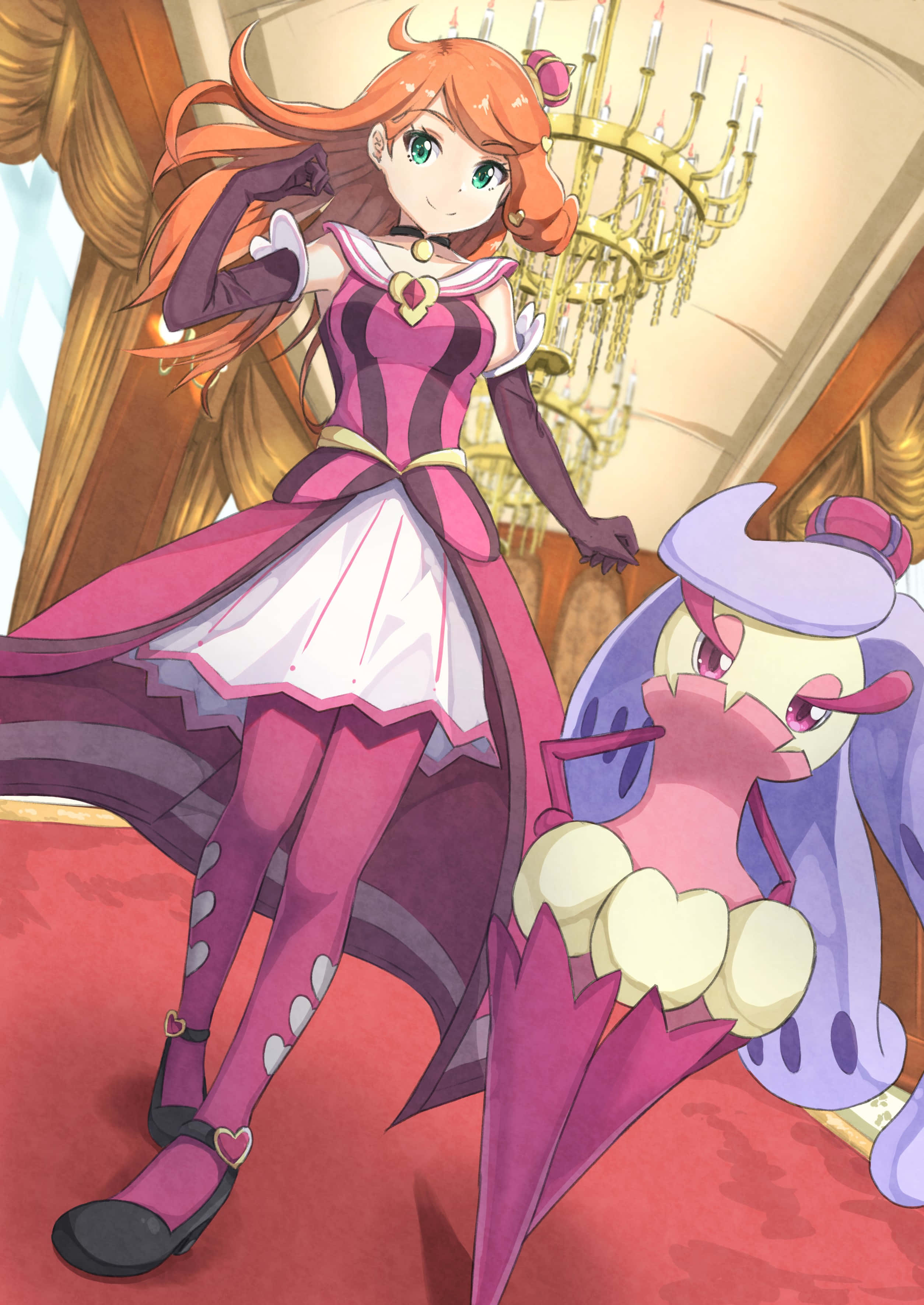 Tsareena, pink and purple dress, purple creature, 2K Phone Wallpaper