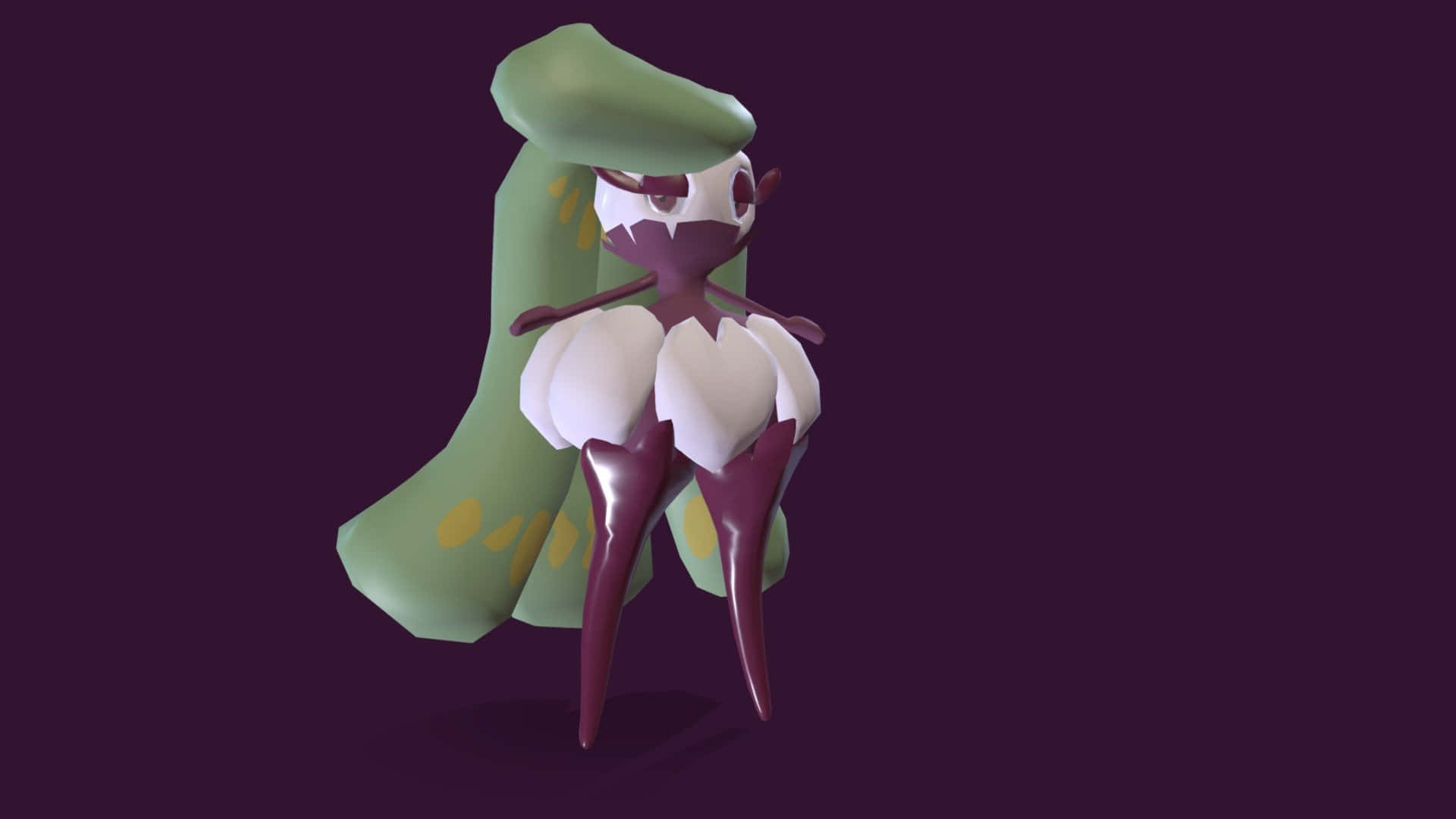 Tsareena, green and white creature, purple limbs, Full HD Desktop Wallpaper