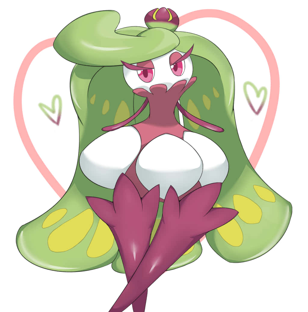 Tsareena, green leafy wings, yellow spots, SD Phone Wallpaper