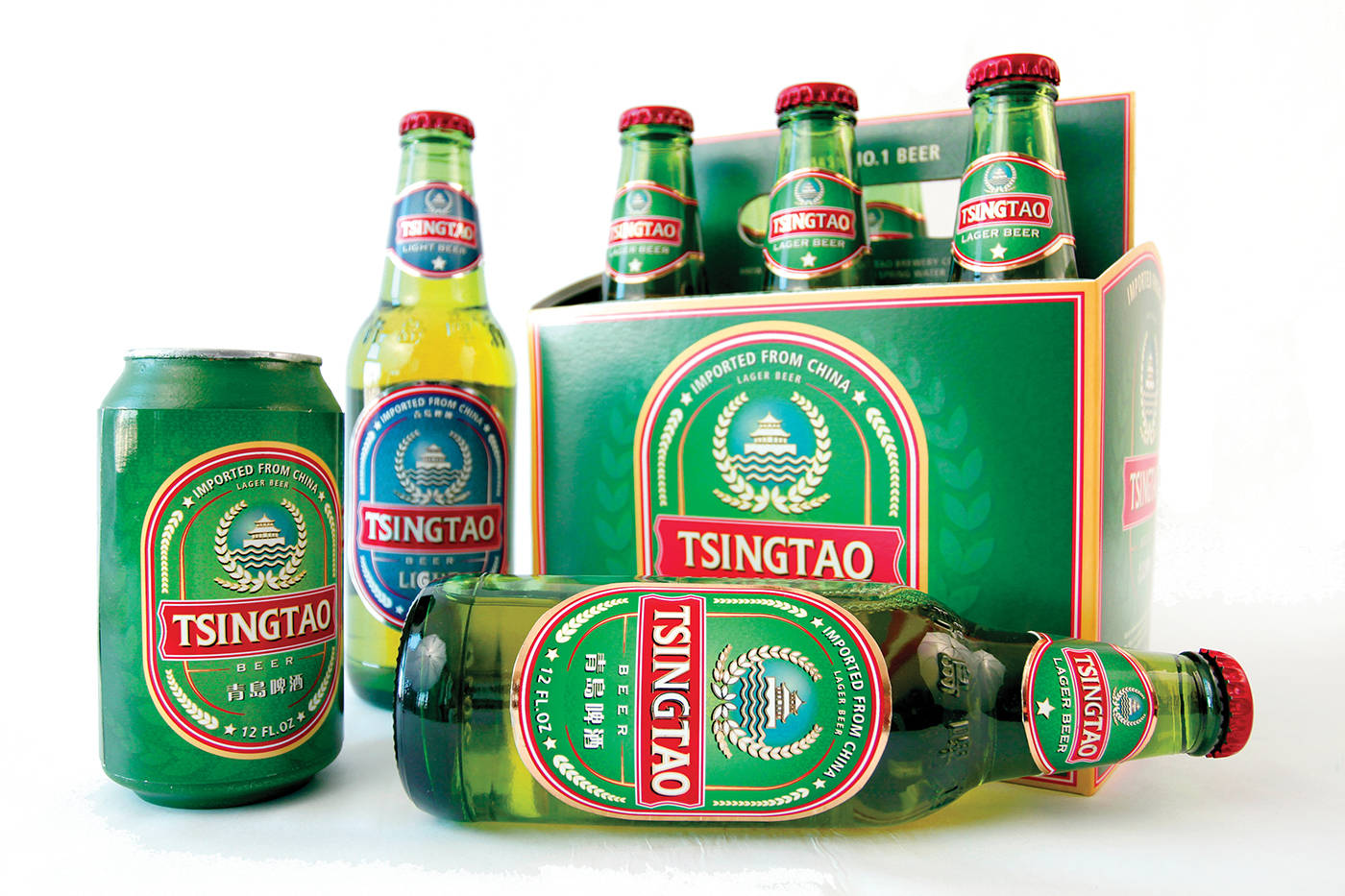Tsingtao, beer bottles, cans, HD Desktop Wallpaper
