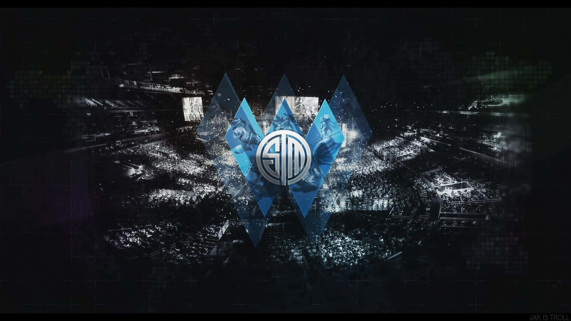 TSM, SD emblem, glowing blue geometric logo, Full HD Desktop Wallpaper